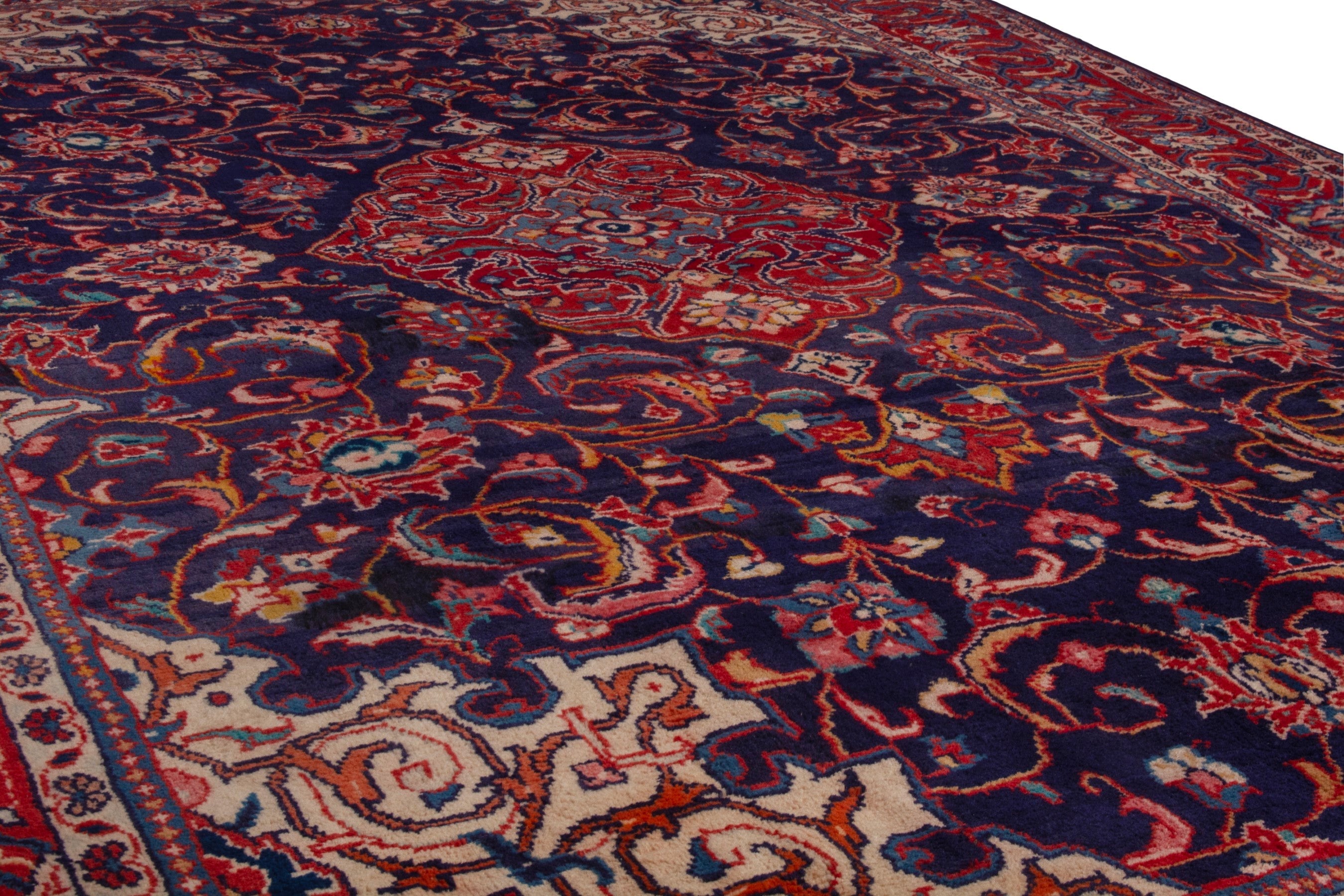 Persian Mahal oversized rug in navy and deep red, view 7 of 19