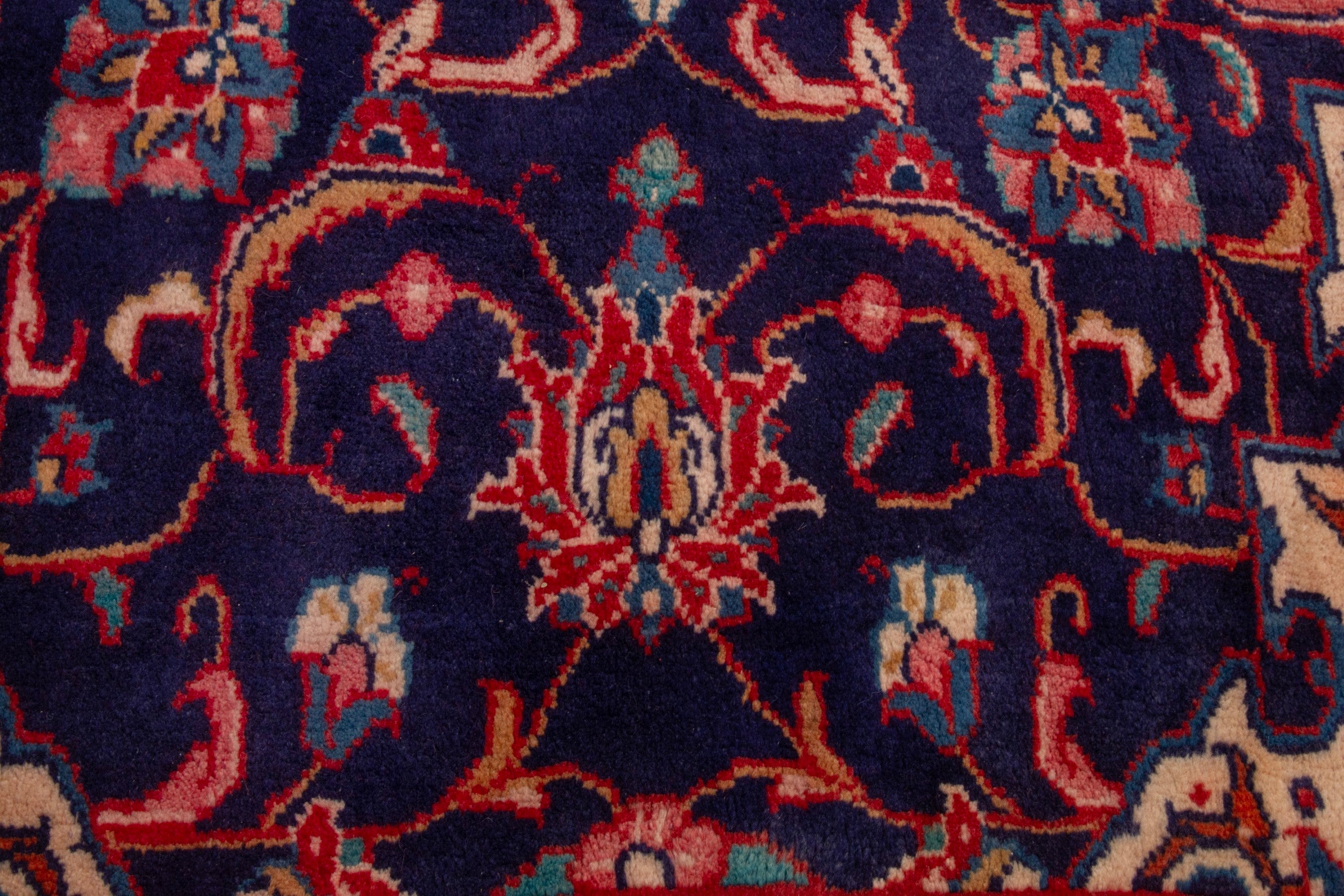 Persian Mahal oversized rug in navy and deep red, view 12 of 19