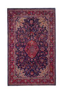 Persian Mahal oversized rug in navy and deep red, view 2 of 20
