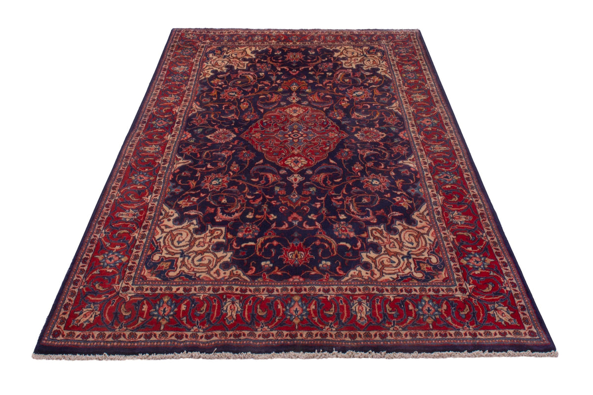 Persian Mahal oversized rug in navy and deep red, view 4 of 20