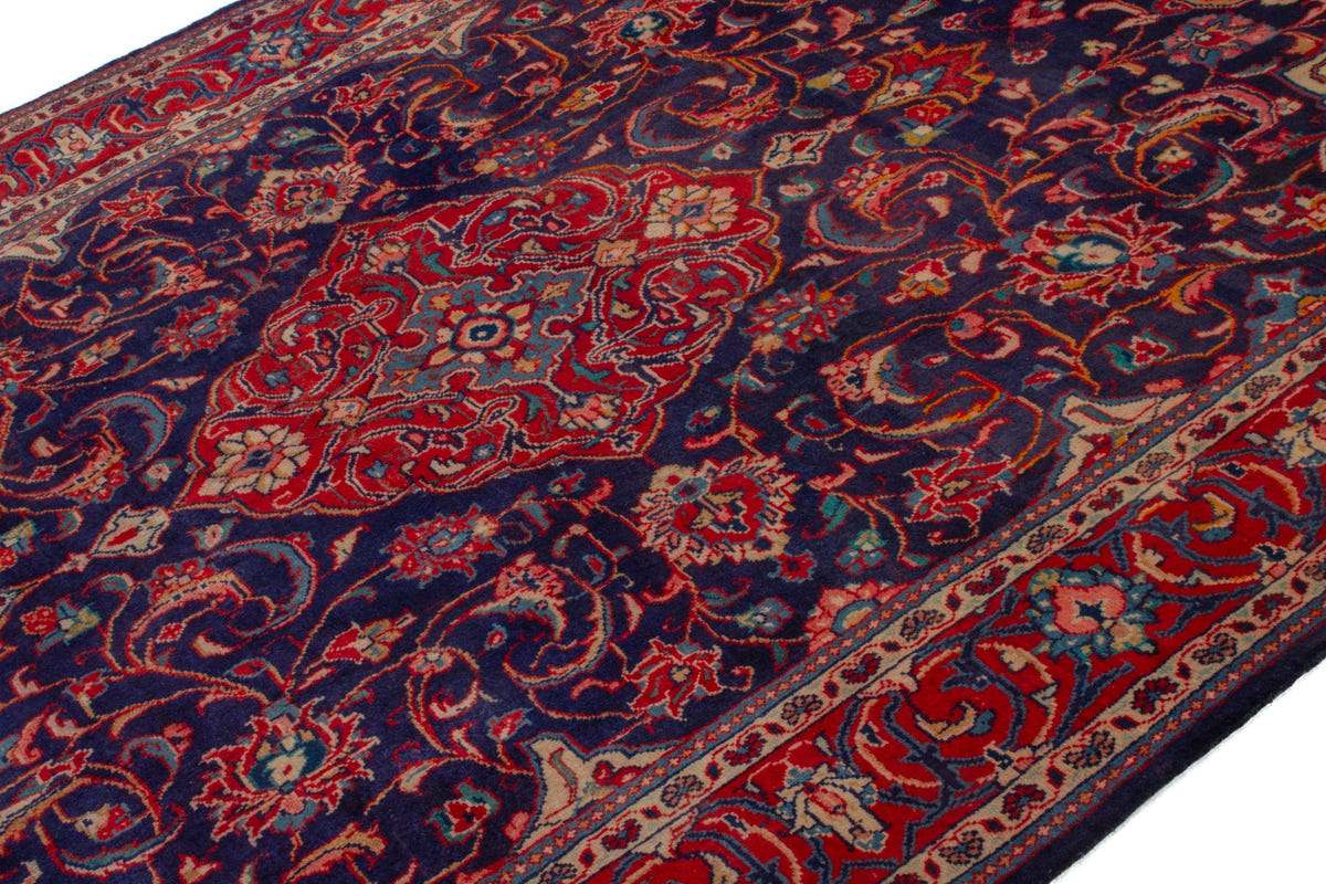 Persian Mahal oversized rug in navy and deep red, view 5 of 20