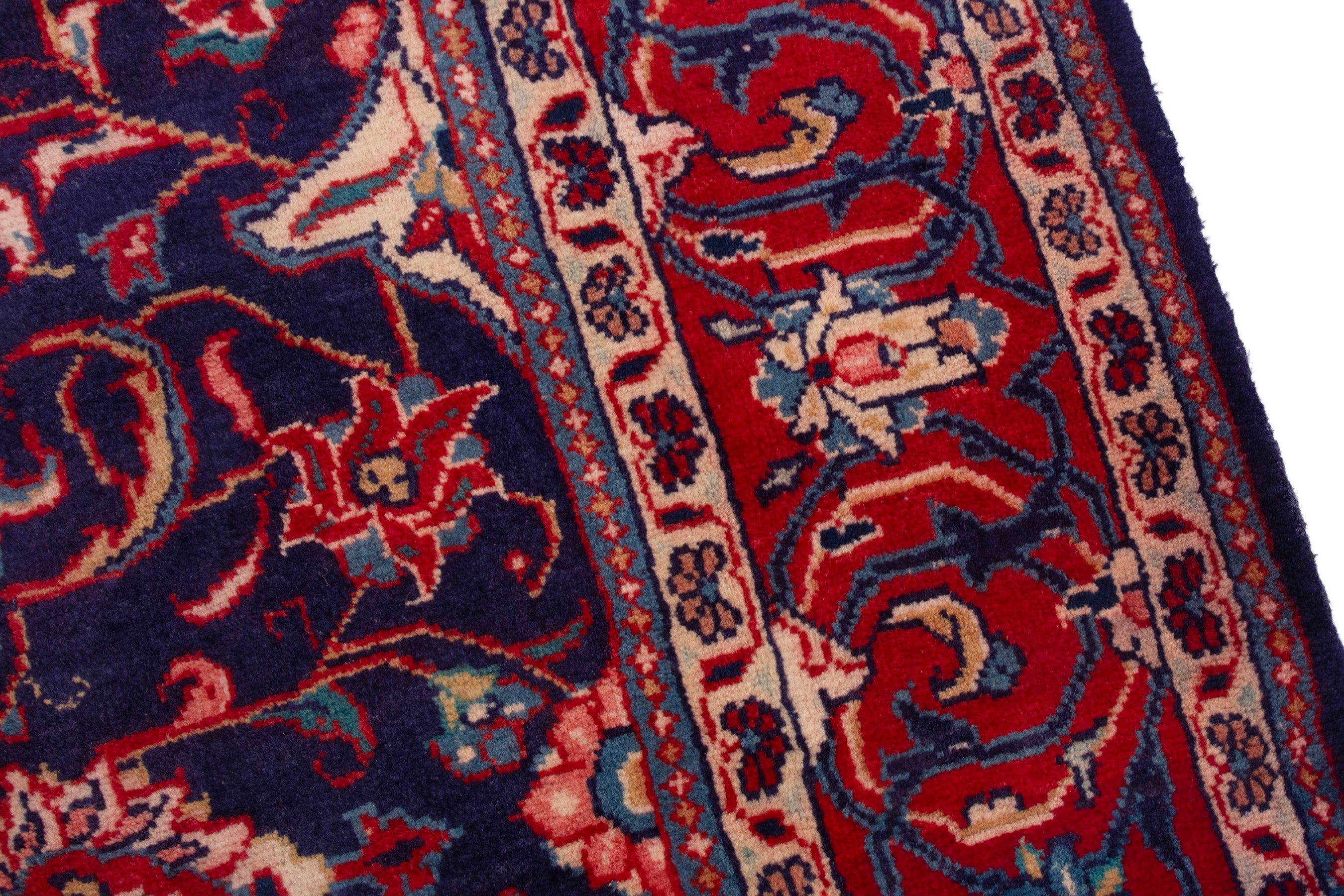 Persian Mahal oversized rug in navy and deep red, view 9 of 19