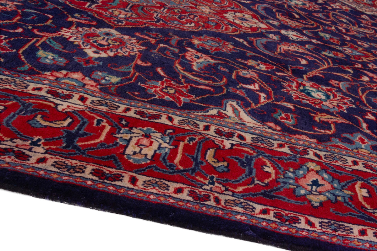 Persian Mahal oversized rug in navy and deep red, view 9 of 20