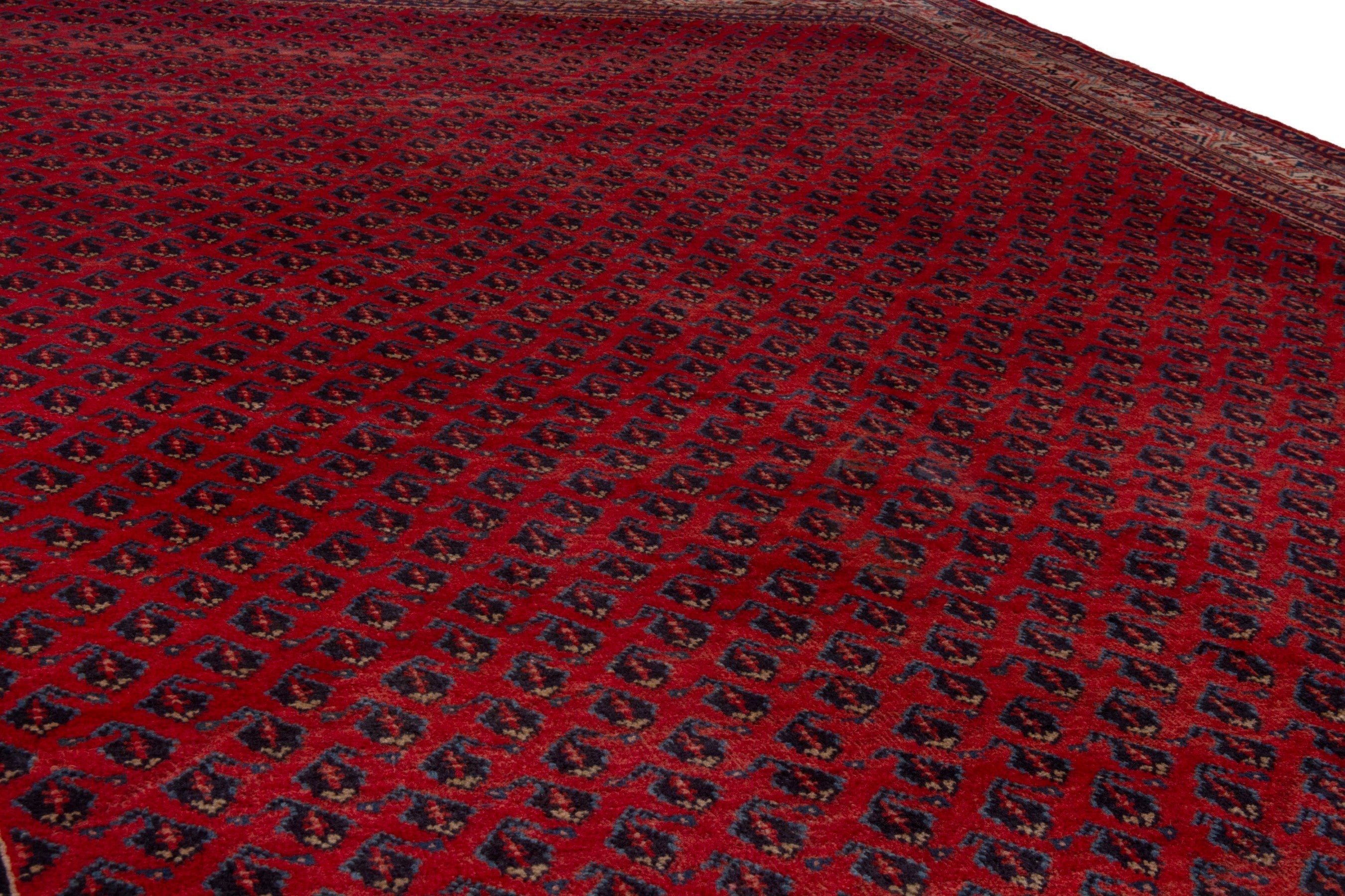 Persian Arak oversized rug in deep red and tan, view 7 of 19