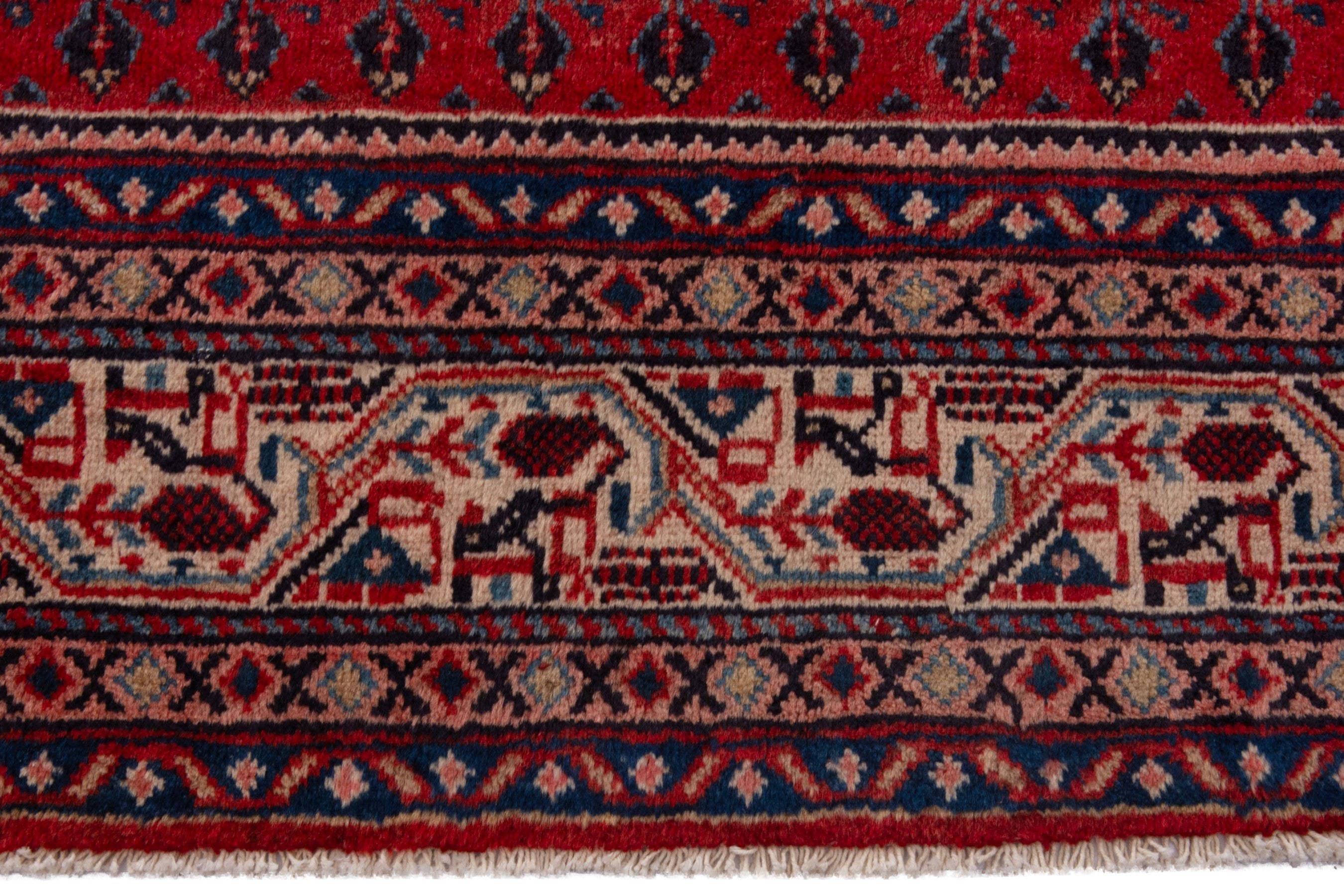 Persian Arak oversized rug in deep red and tan, view 11 of 19
