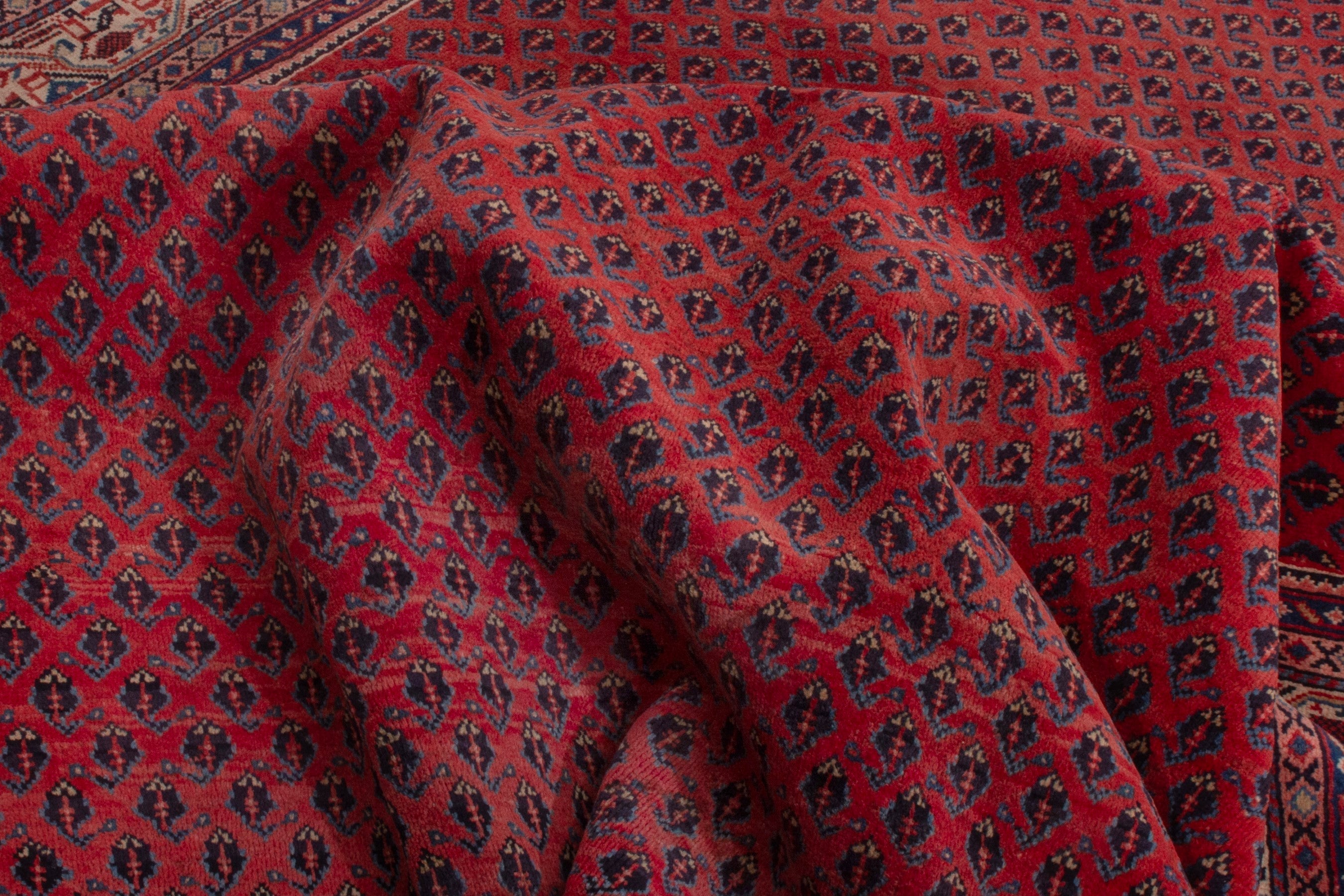 Persian Arak oversized rug in deep red and tan, view 15 of 19