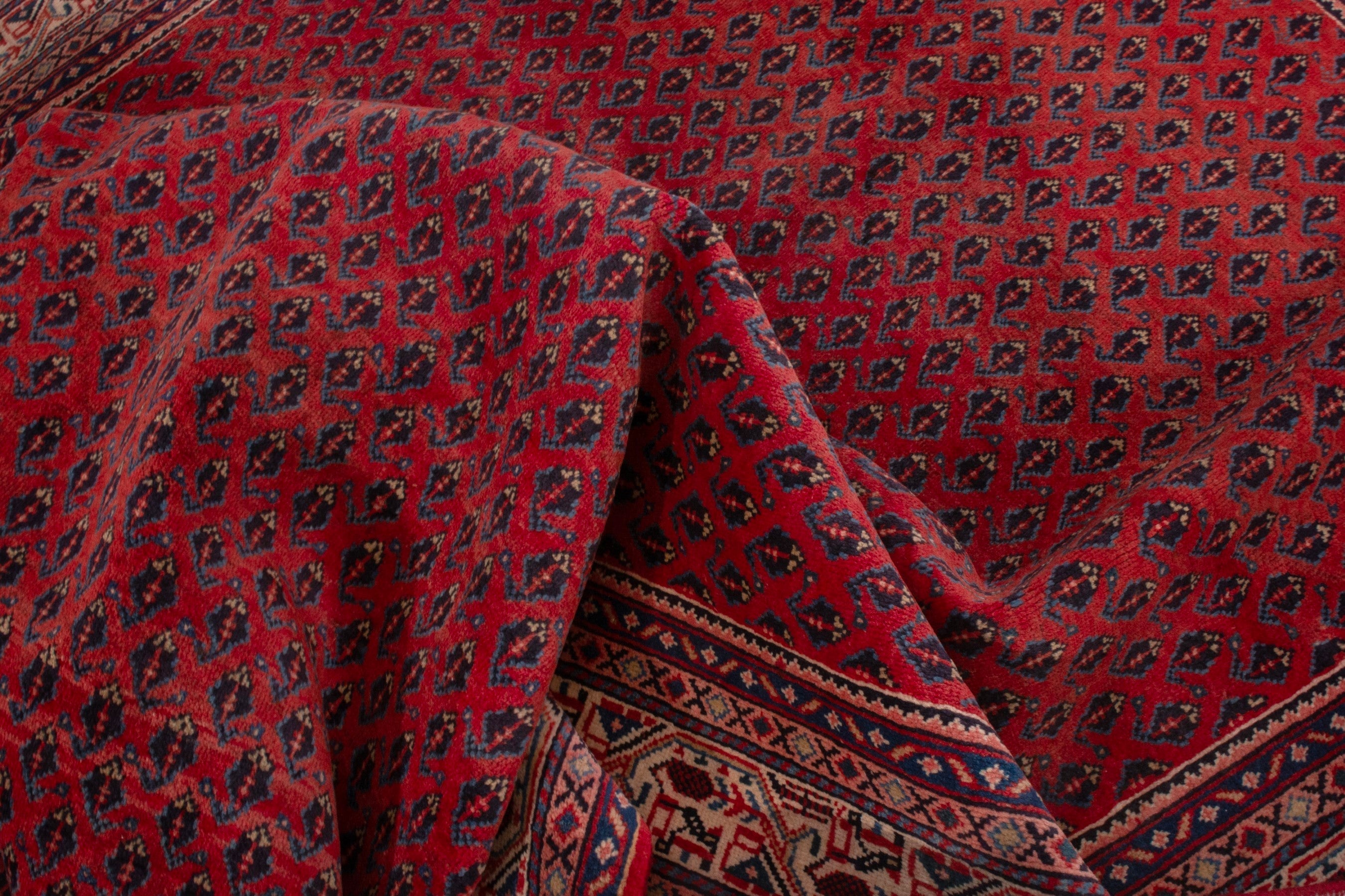Persian Arak oversized rug in deep red and tan, view 16 of 19