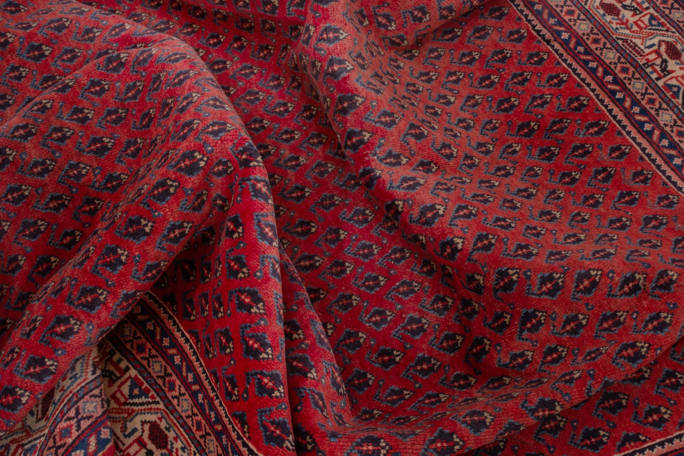 Persian Arak oversized rug in deep red and tan, view 17 of 19