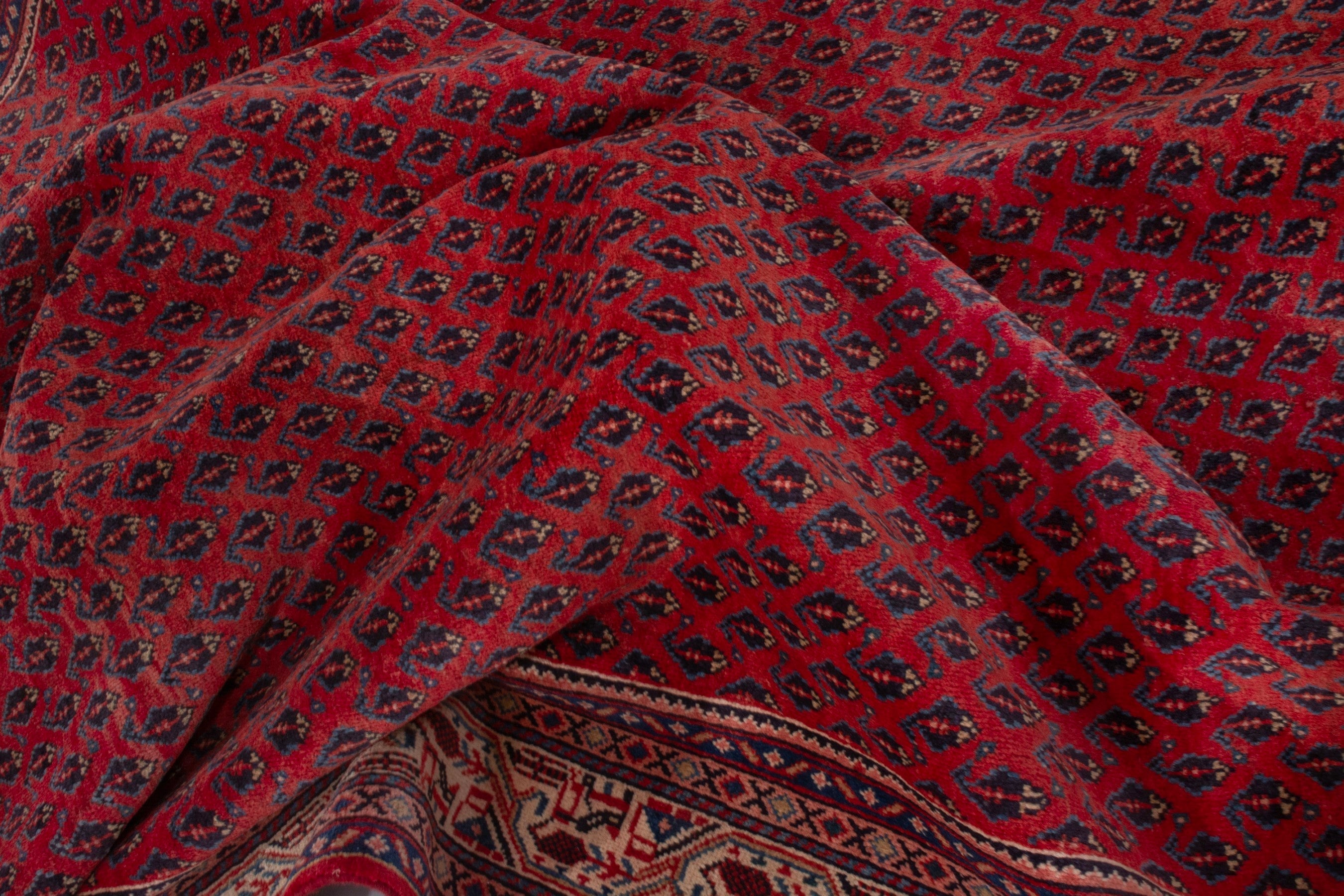 Persian Arak oversized rug in deep red and tan, view 18 of 19