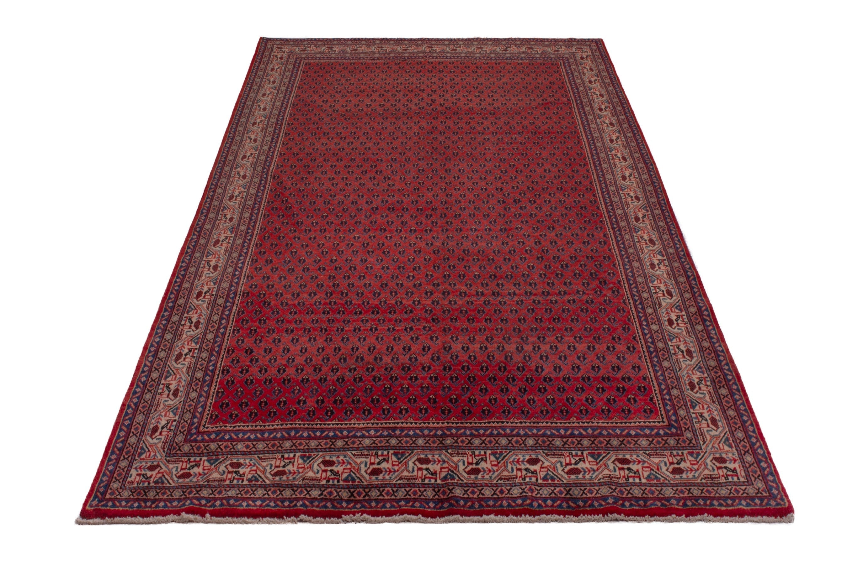 Persian Arak oversized rug in deep red and tan, view 2 of 19