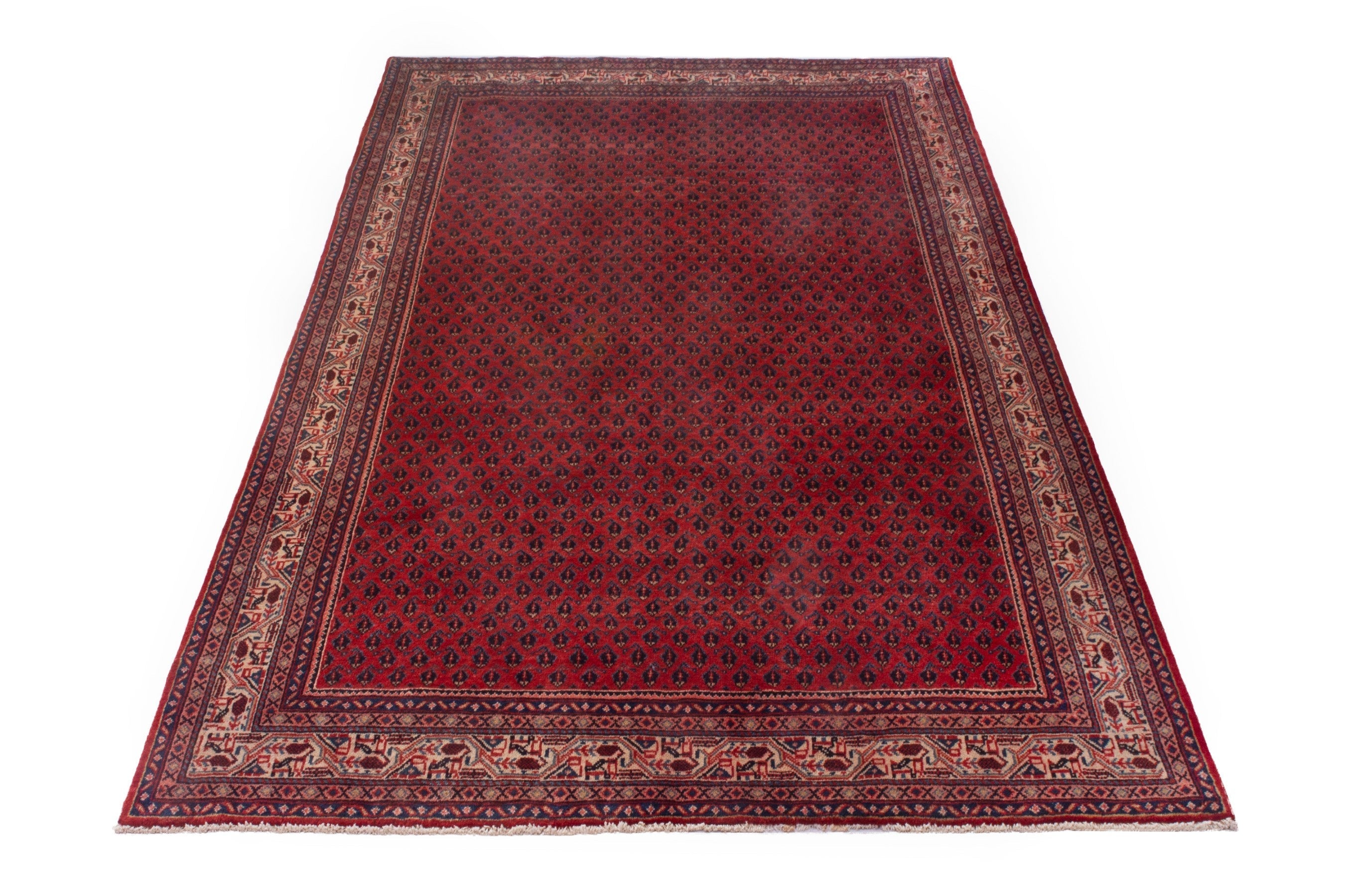 Persian Arak oversized rug in deep red and tan, view 3 of 19