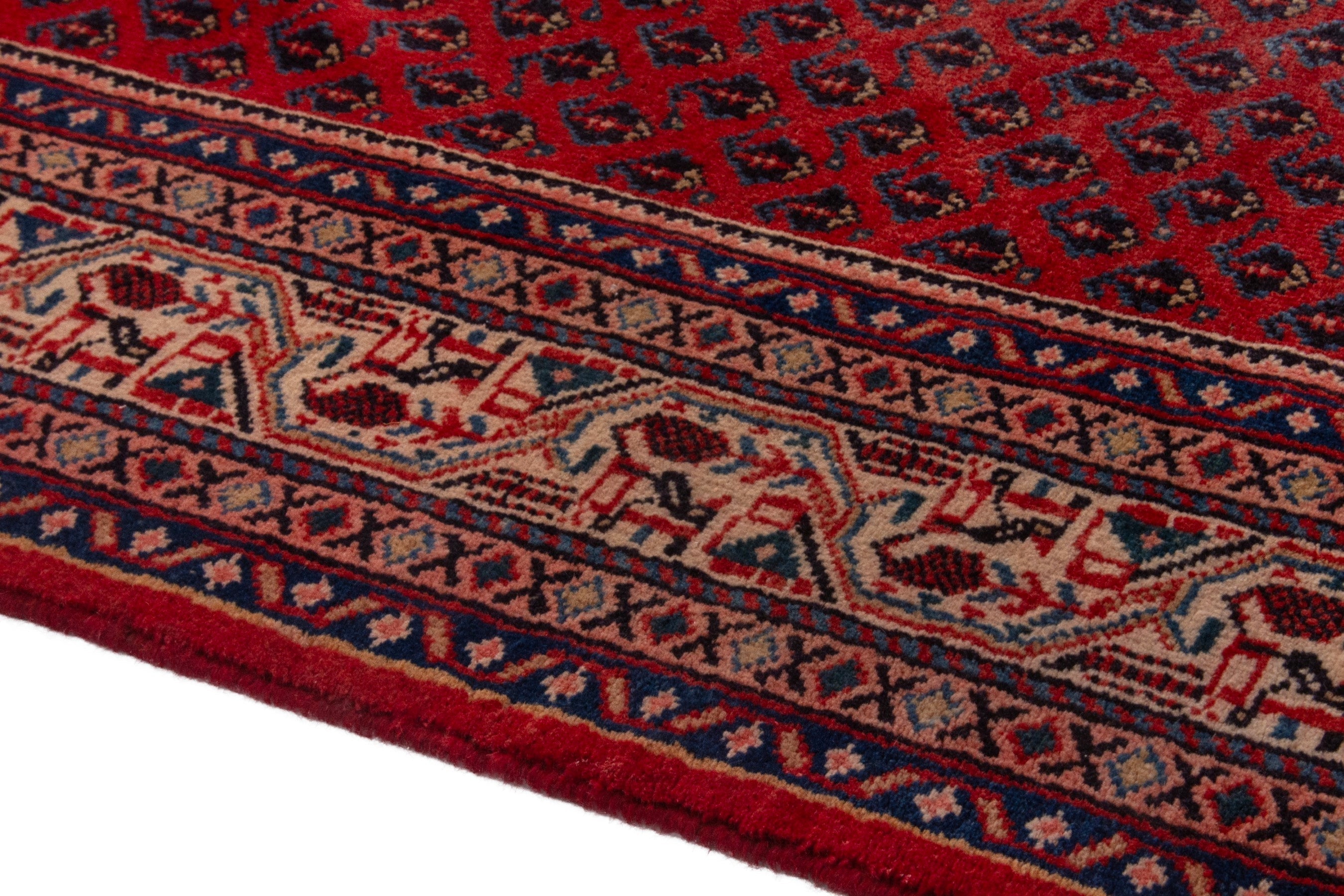 Persian Arak oversized rug in deep red and tan, view 5 of 19