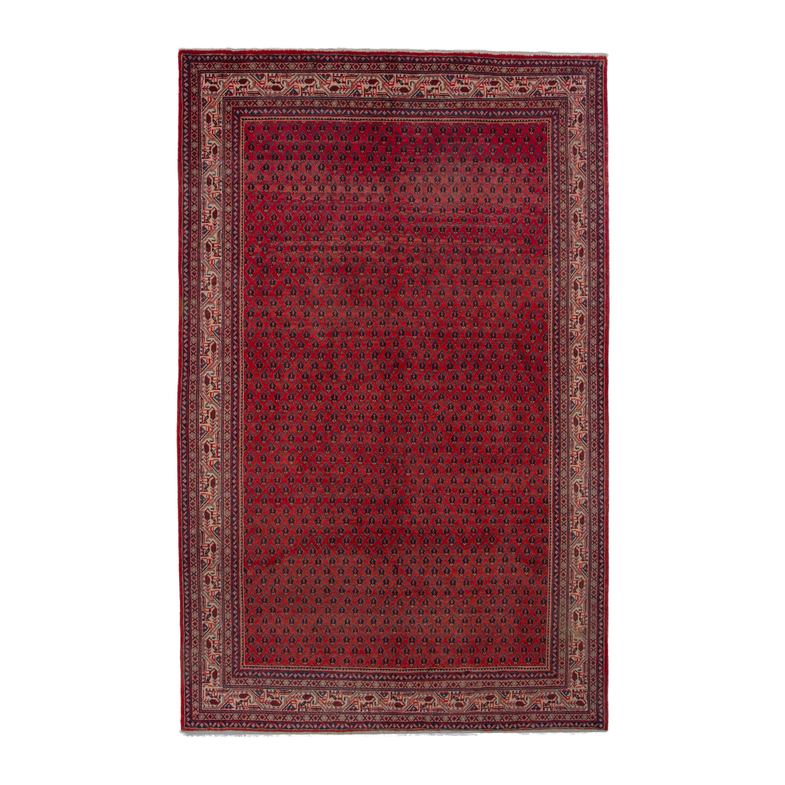 Persian Arak oversized rug in deep red and tan, 6'9" x 10'9"