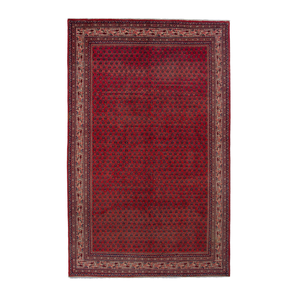 Persian Arak oversized rug in deep red and tan, 6'9" x 10'9"