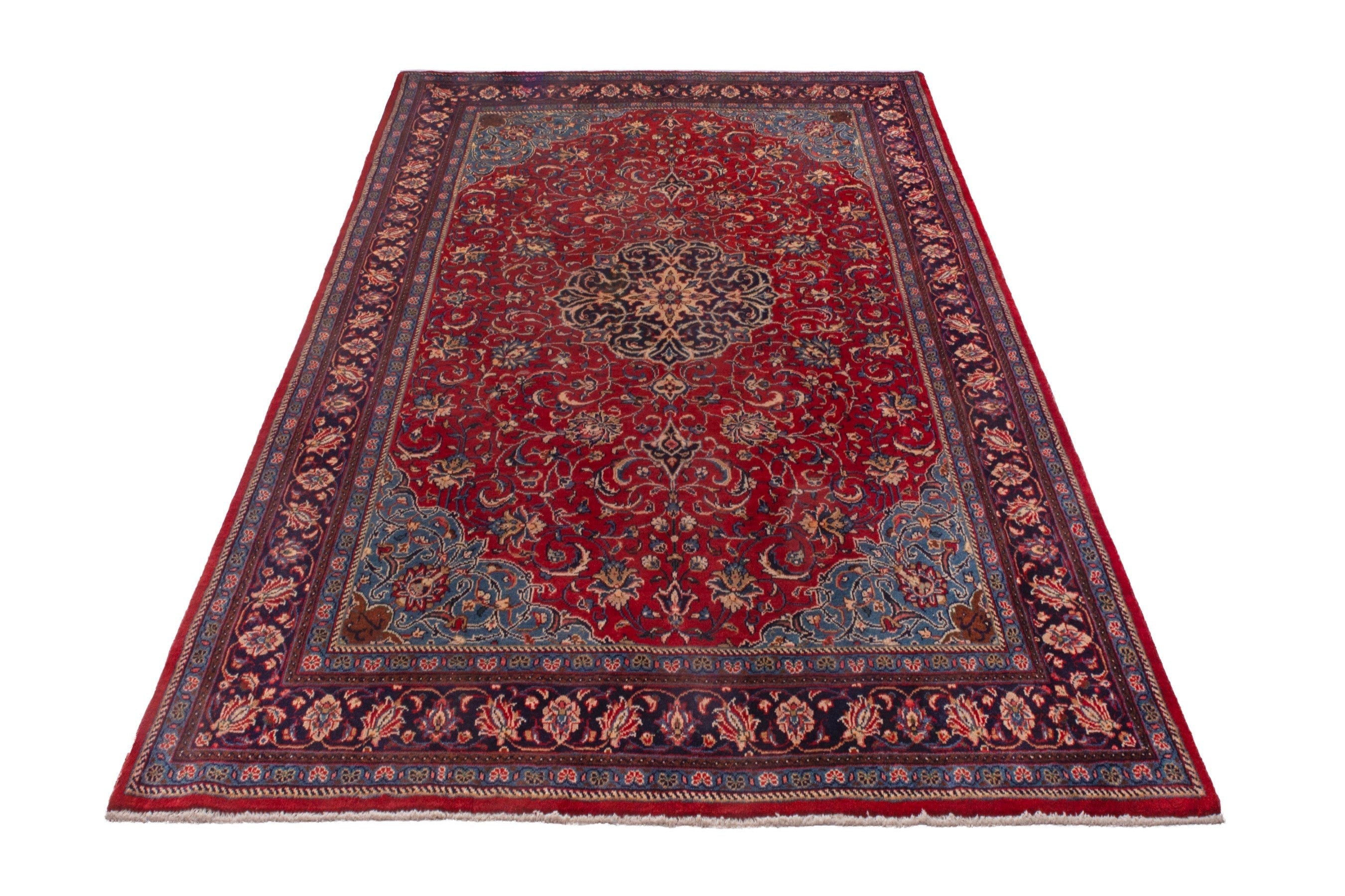 Persian Mahal area rug in deep red and burgundy, view 3 of 21