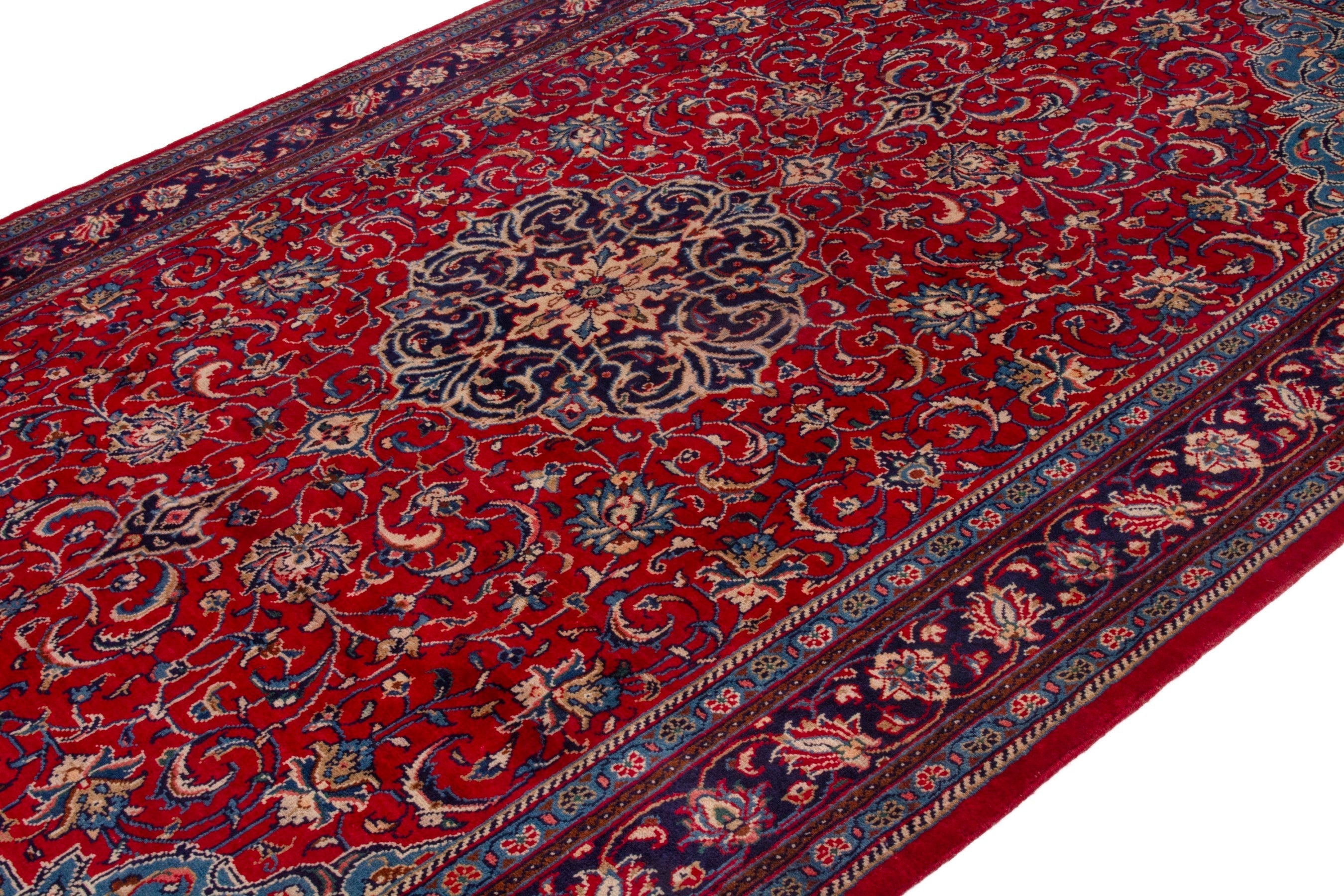 Persian Mahal area rug in deep red and burgundy, view 8 of 21