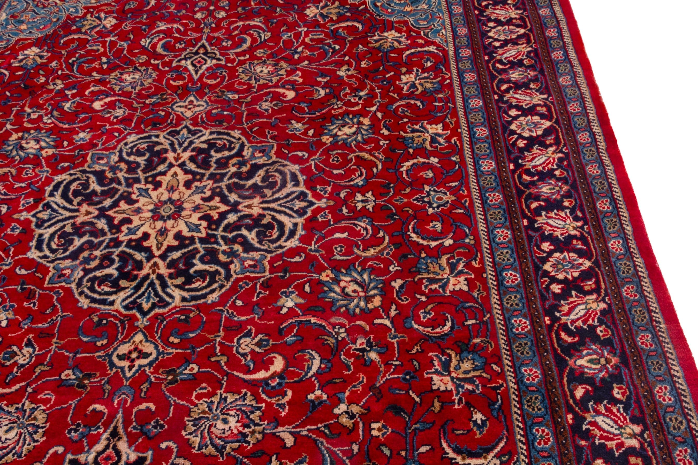Persian Mahal area rug in deep red and burgundy, view 9 of 21