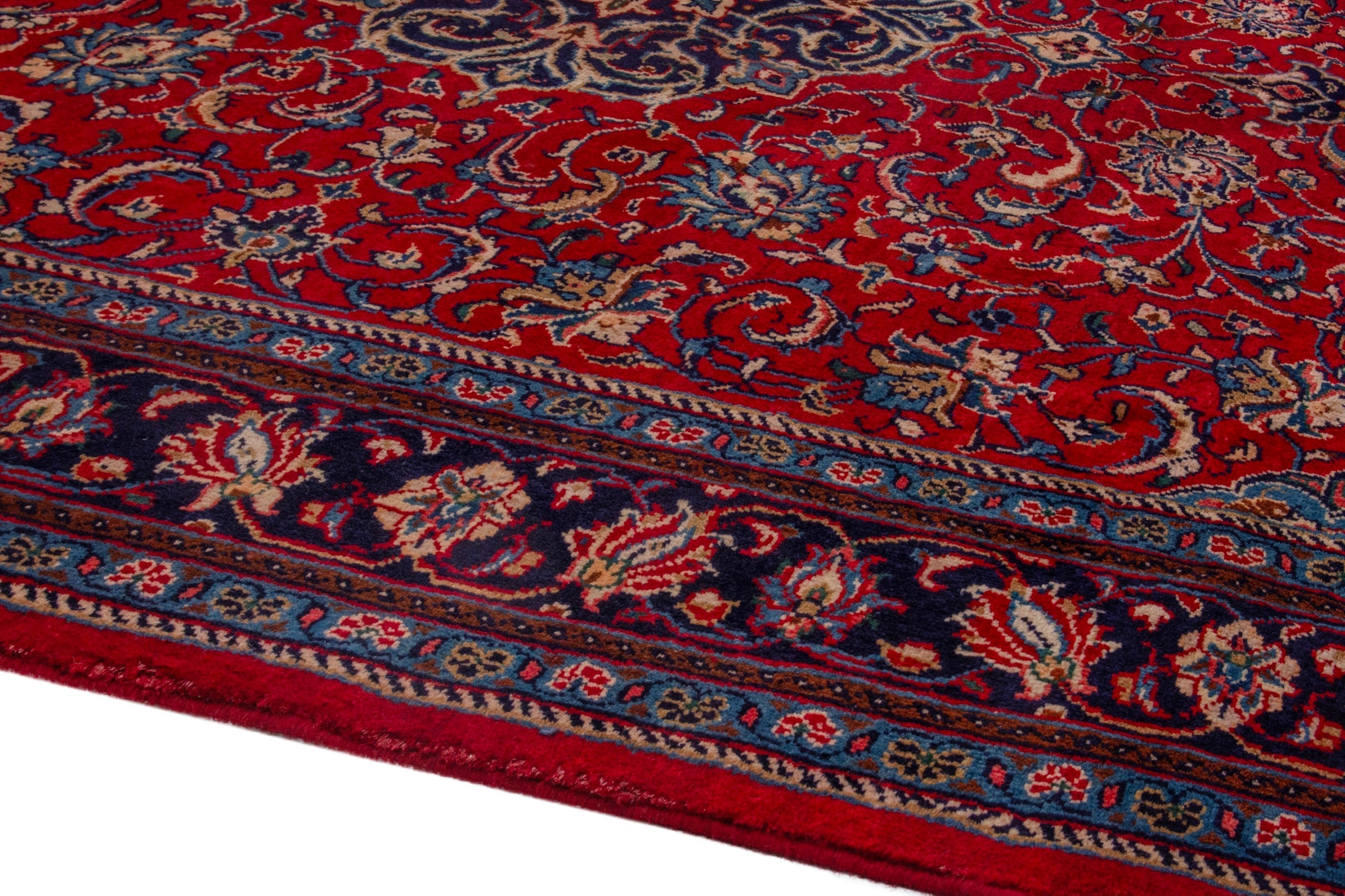 Persian Mahal area rug in deep red and burgundy, view 5 of 21