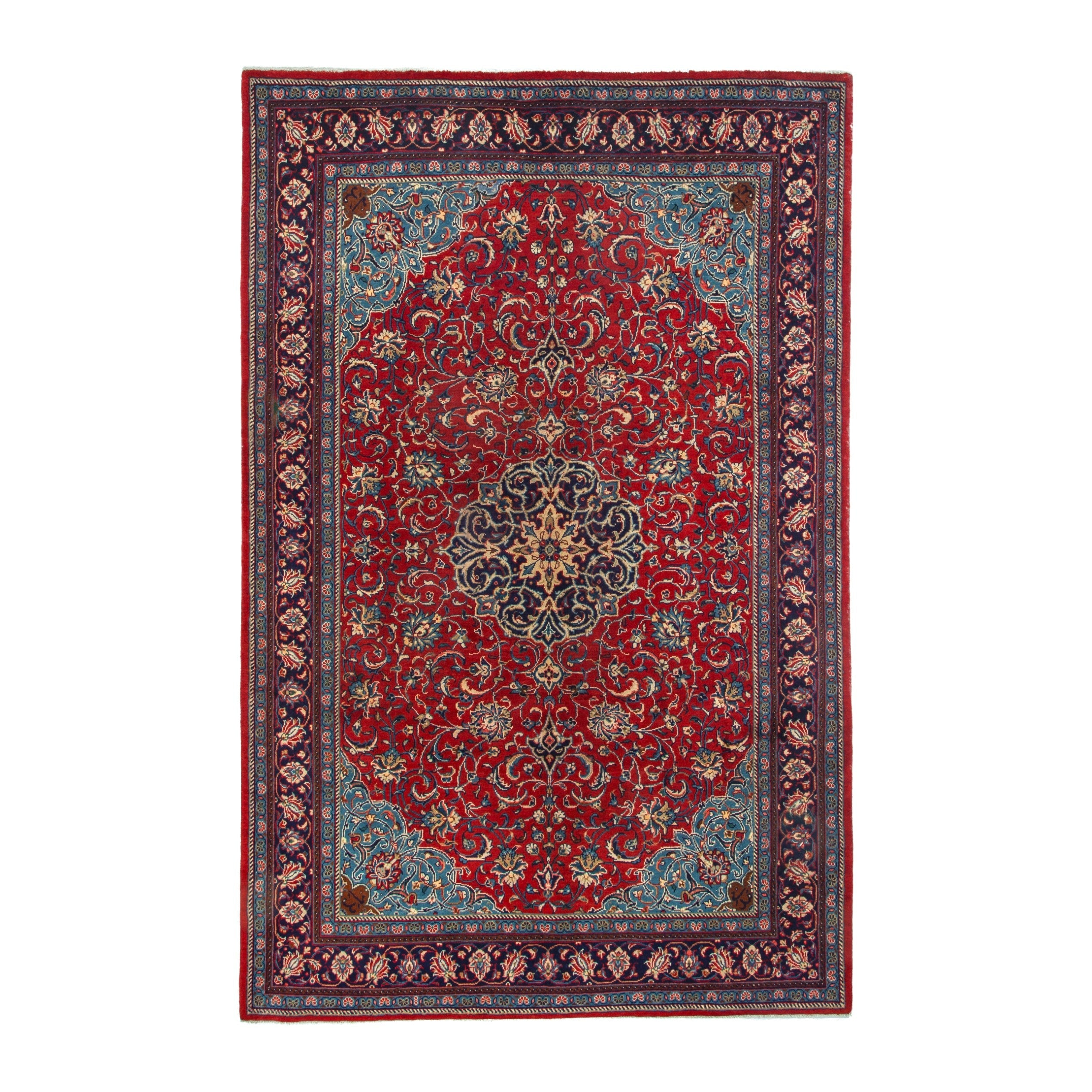 Persian Mahal area rug in deep red and burgundy, 7'1" x 10'