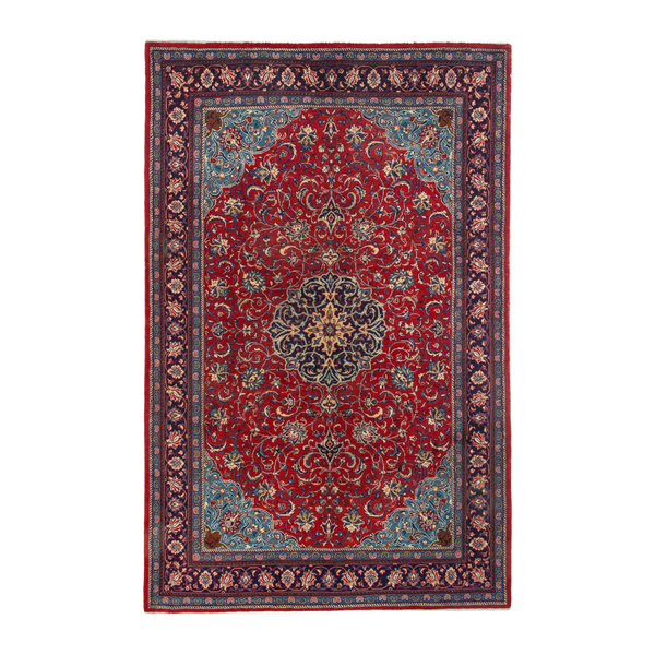 Persian Mahal area rug in deep red and burgundy, 7'1" x 10'