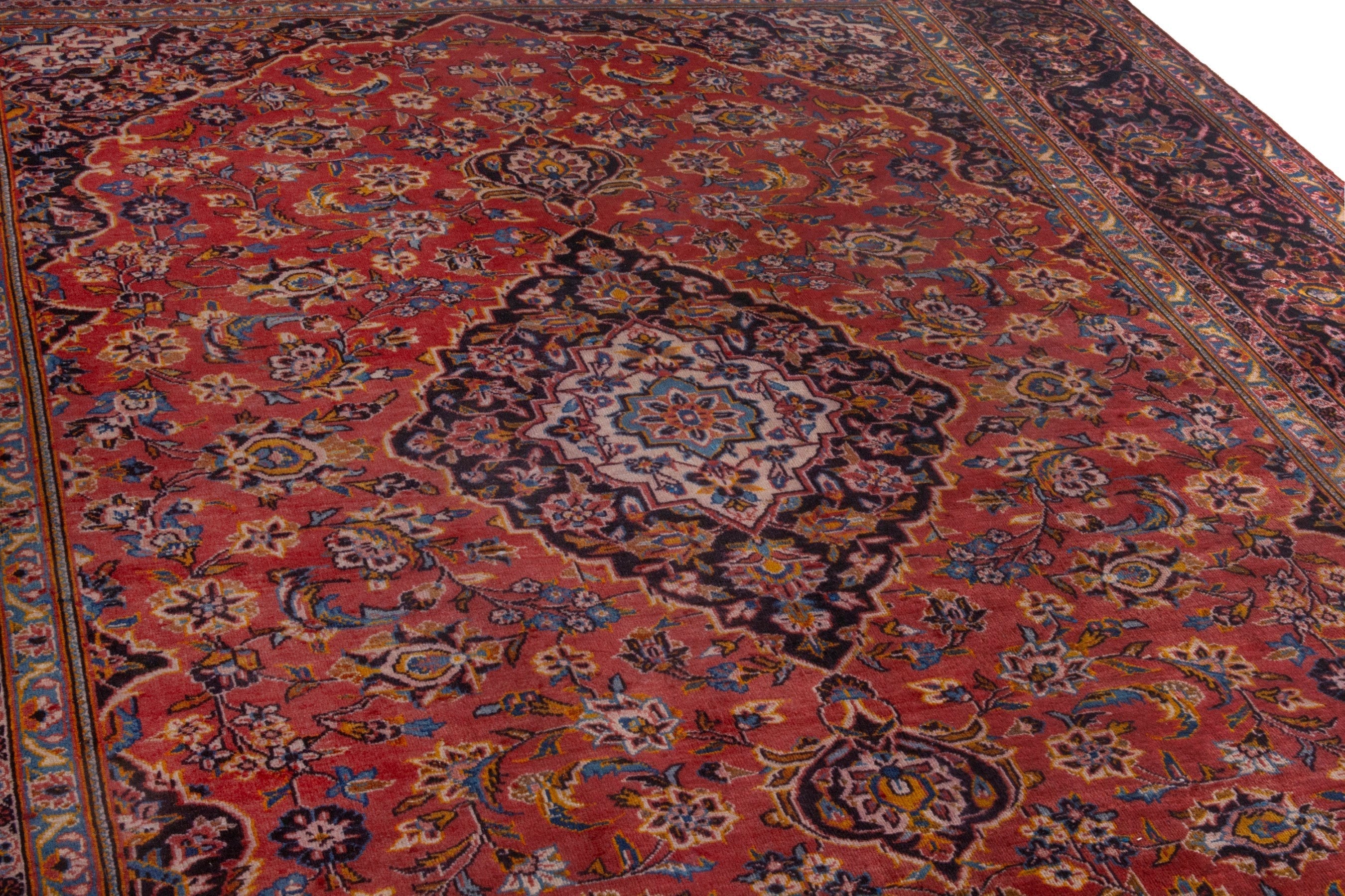 Persian Kashan oversized rug in deep red and burgundy, view 7 of 21