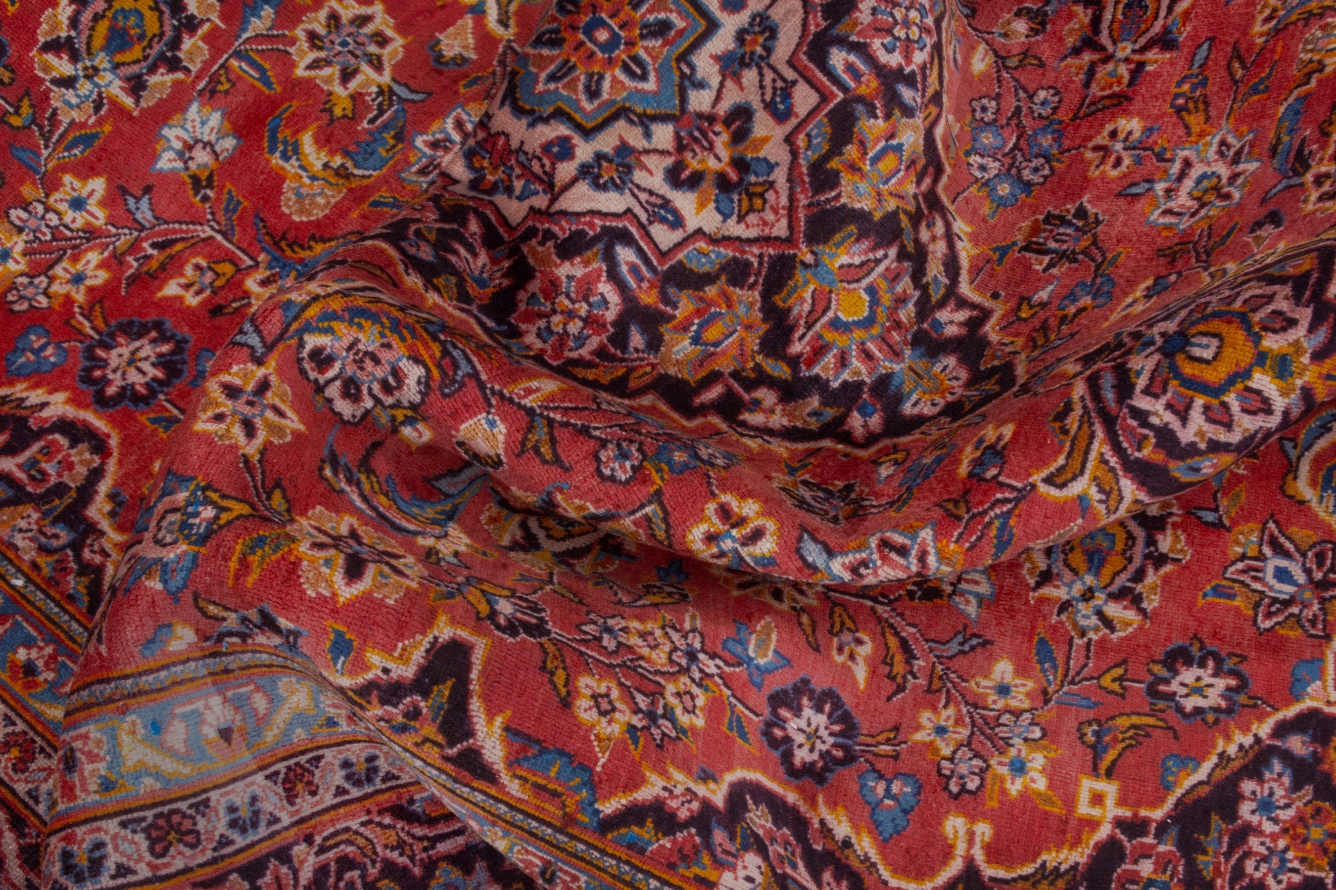Persian Kashan oversized rug in deep red and burgundy, view 17 of 21