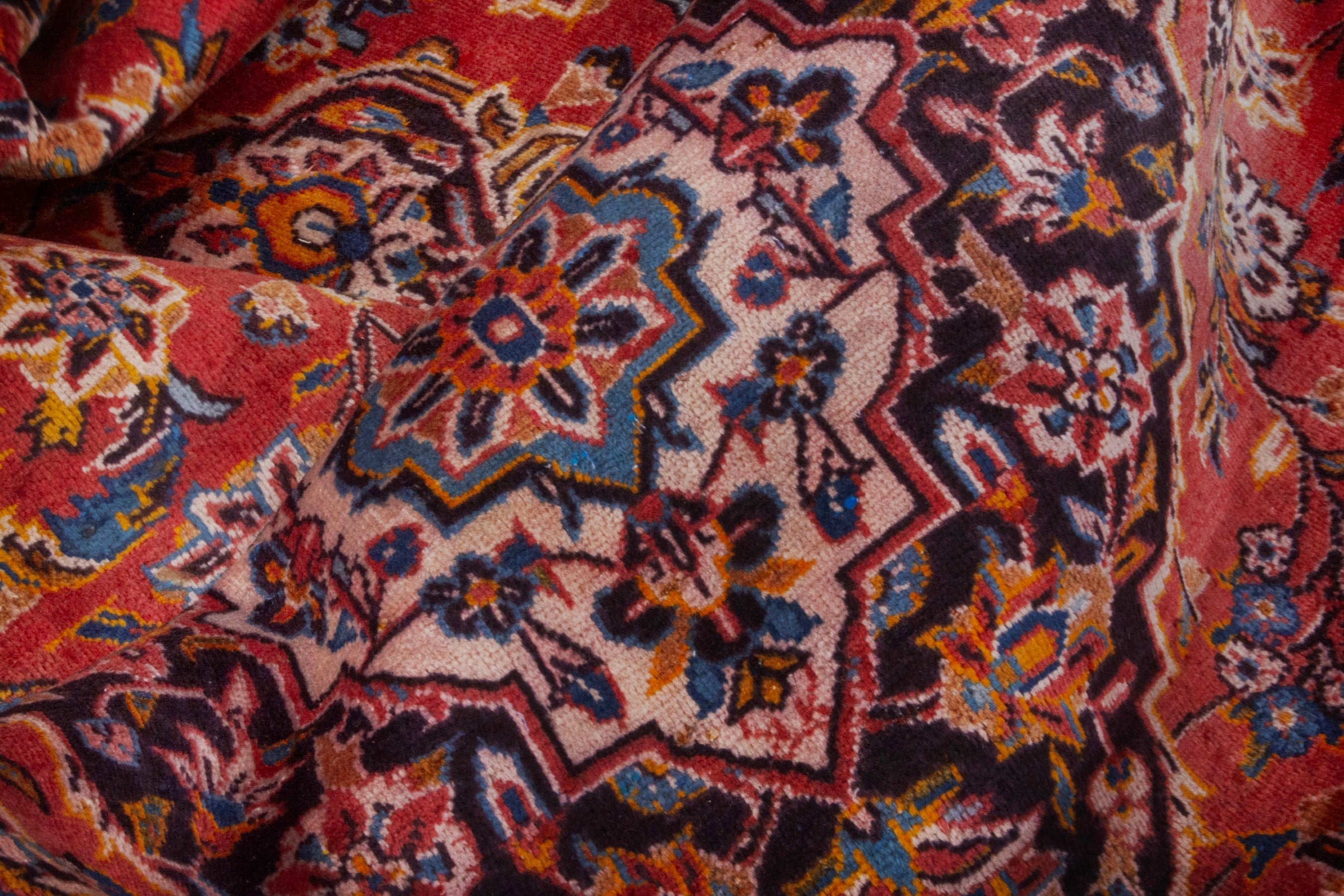 Persian Kashan oversized rug in deep red and burgundy, view 18 of 21