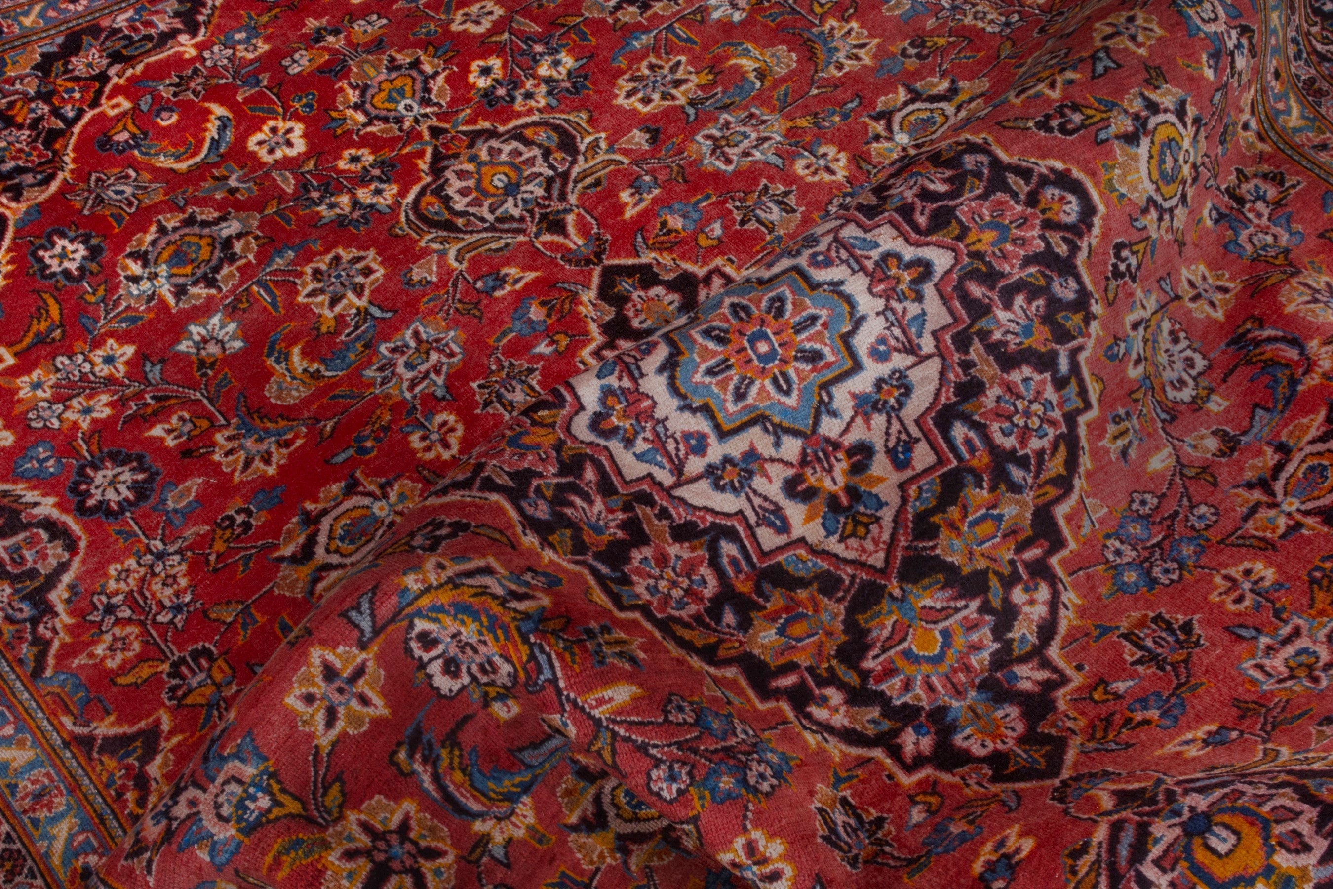 Persian Kashan oversized rug in deep red and burgundy, view 20 of 21
