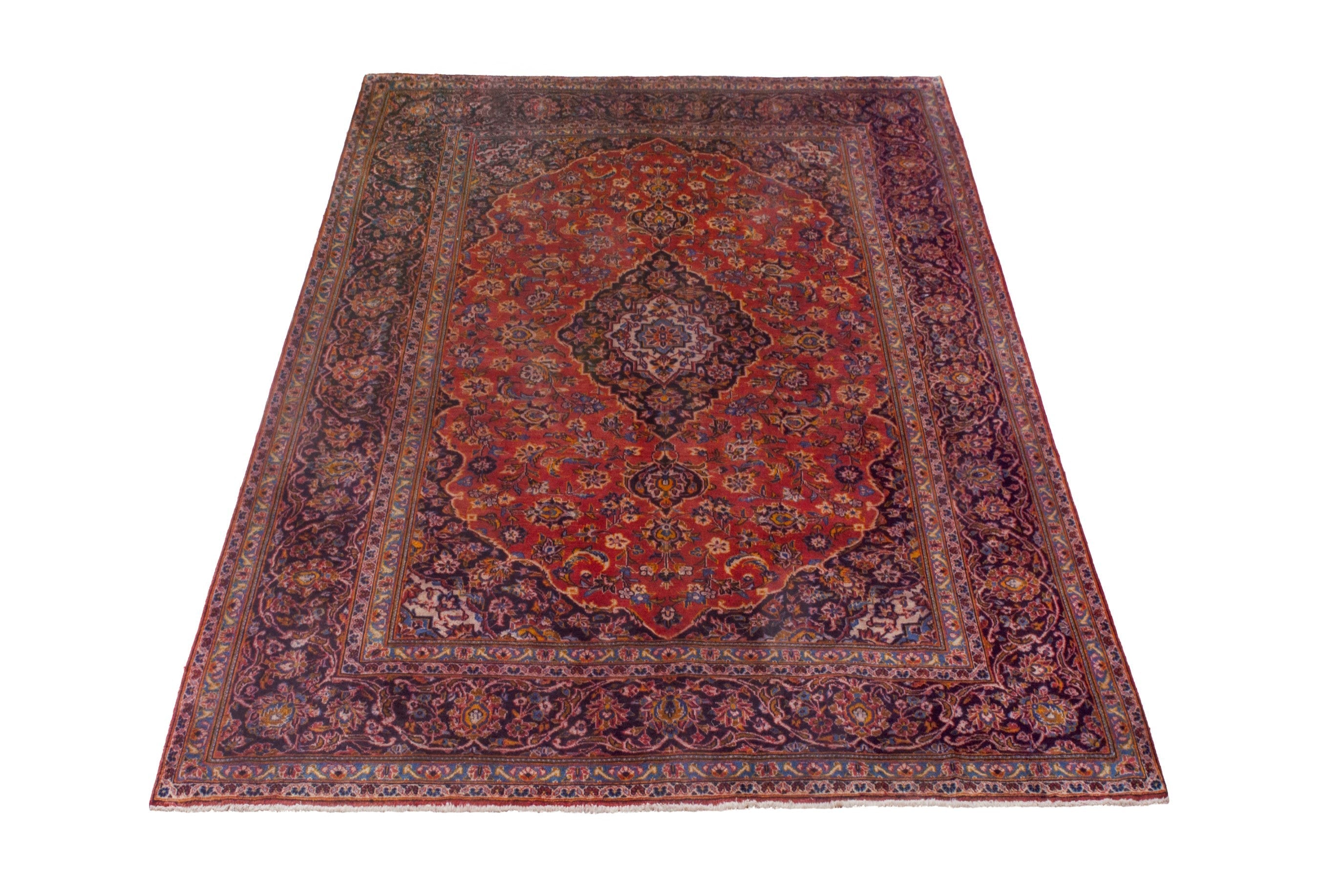 Persian Kashan oversized rug in deep red and burgundy, view 3 of 21