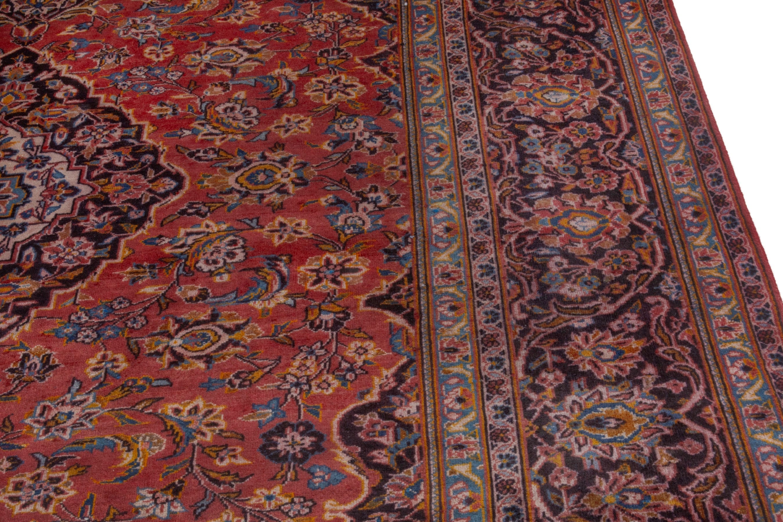 Persian Kashan oversized rug in deep red and burgundy, view 9 of 21
