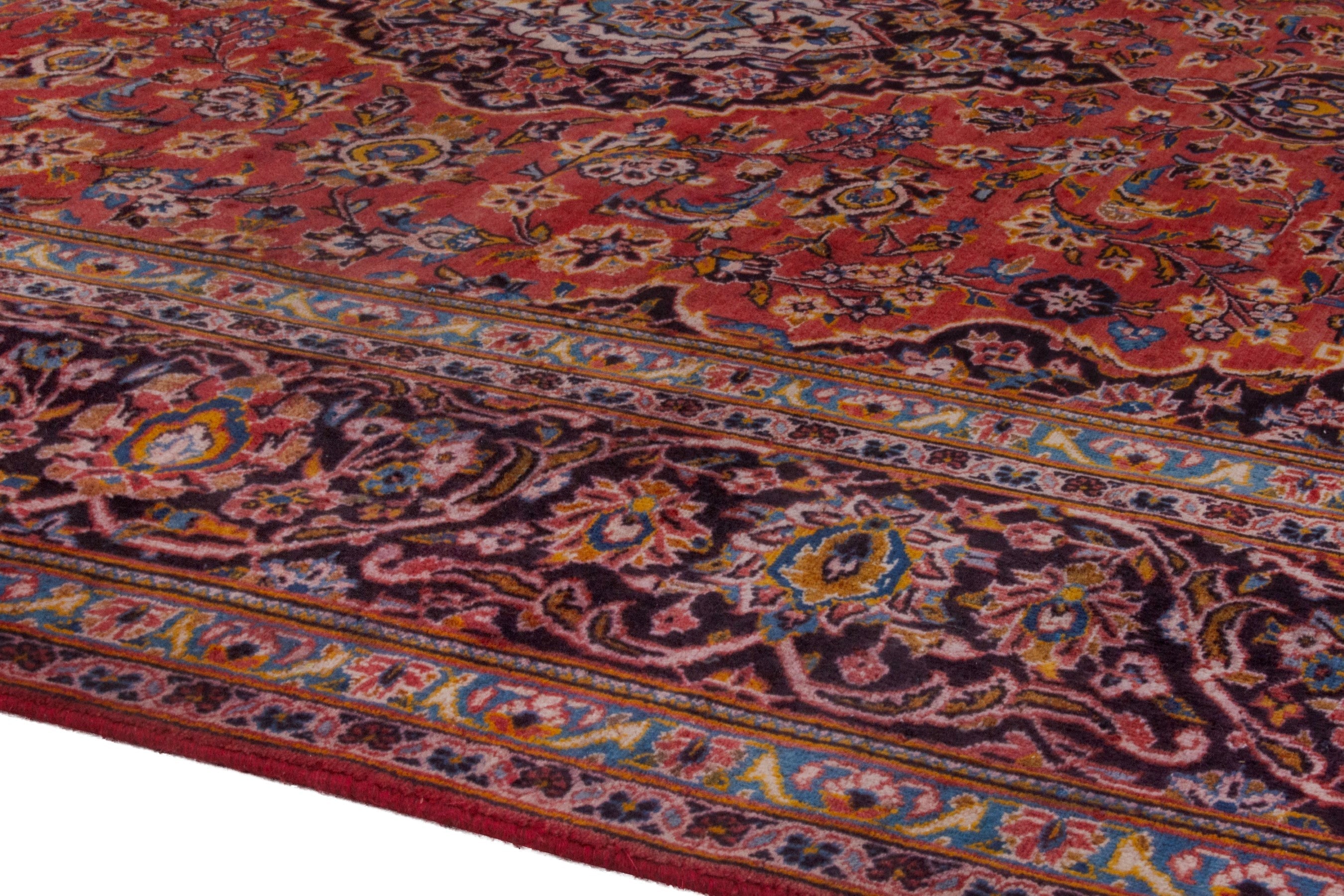 Persian Kashan oversized rug in deep red and burgundy, view 5 of 21