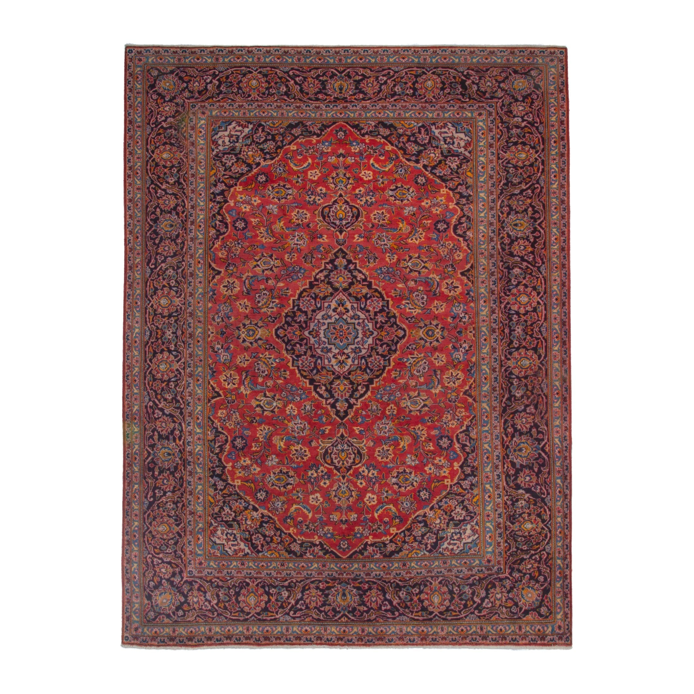 Persian Kashan oversized rug in deep red and burgundy, 7'10" x 10'10"