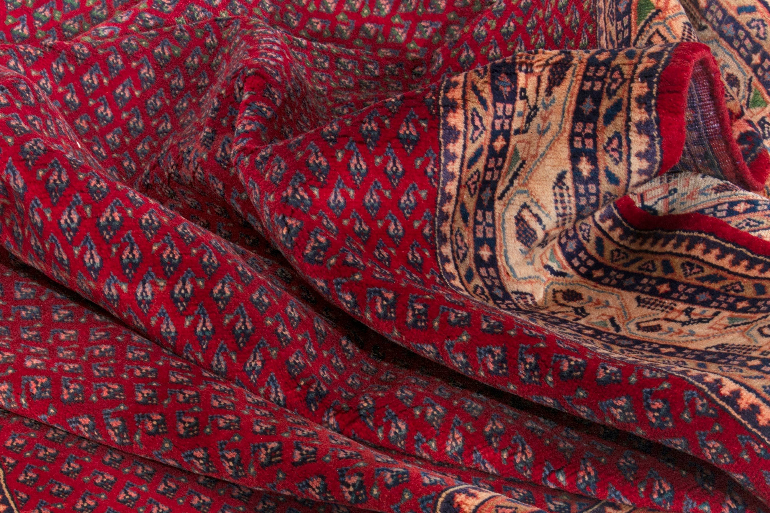 Persian Arak oversized rug in burgundy and cream, view 16 of 17