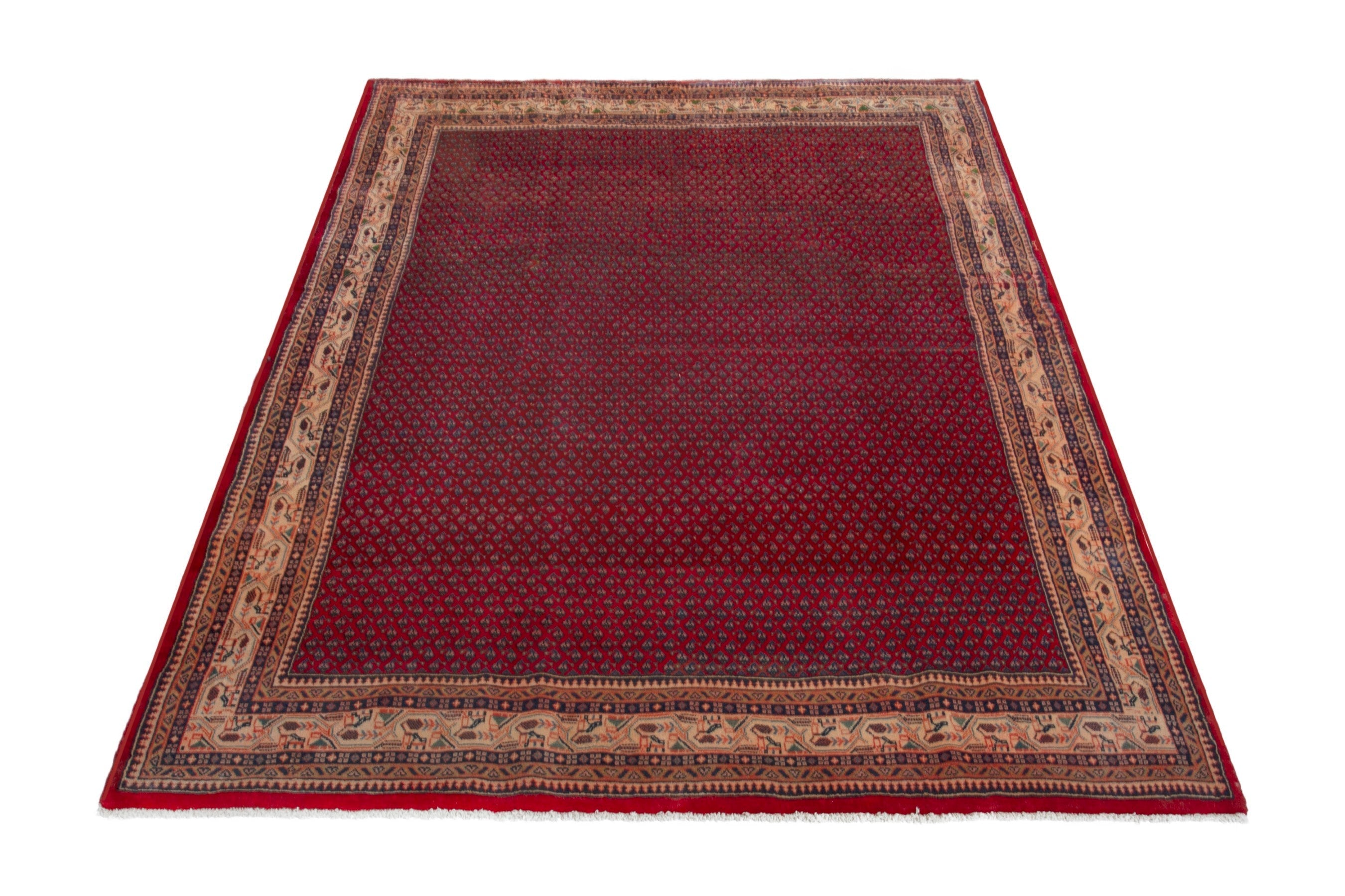 Persian Arak oversized rug in burgundy and cream, view 2 of 17