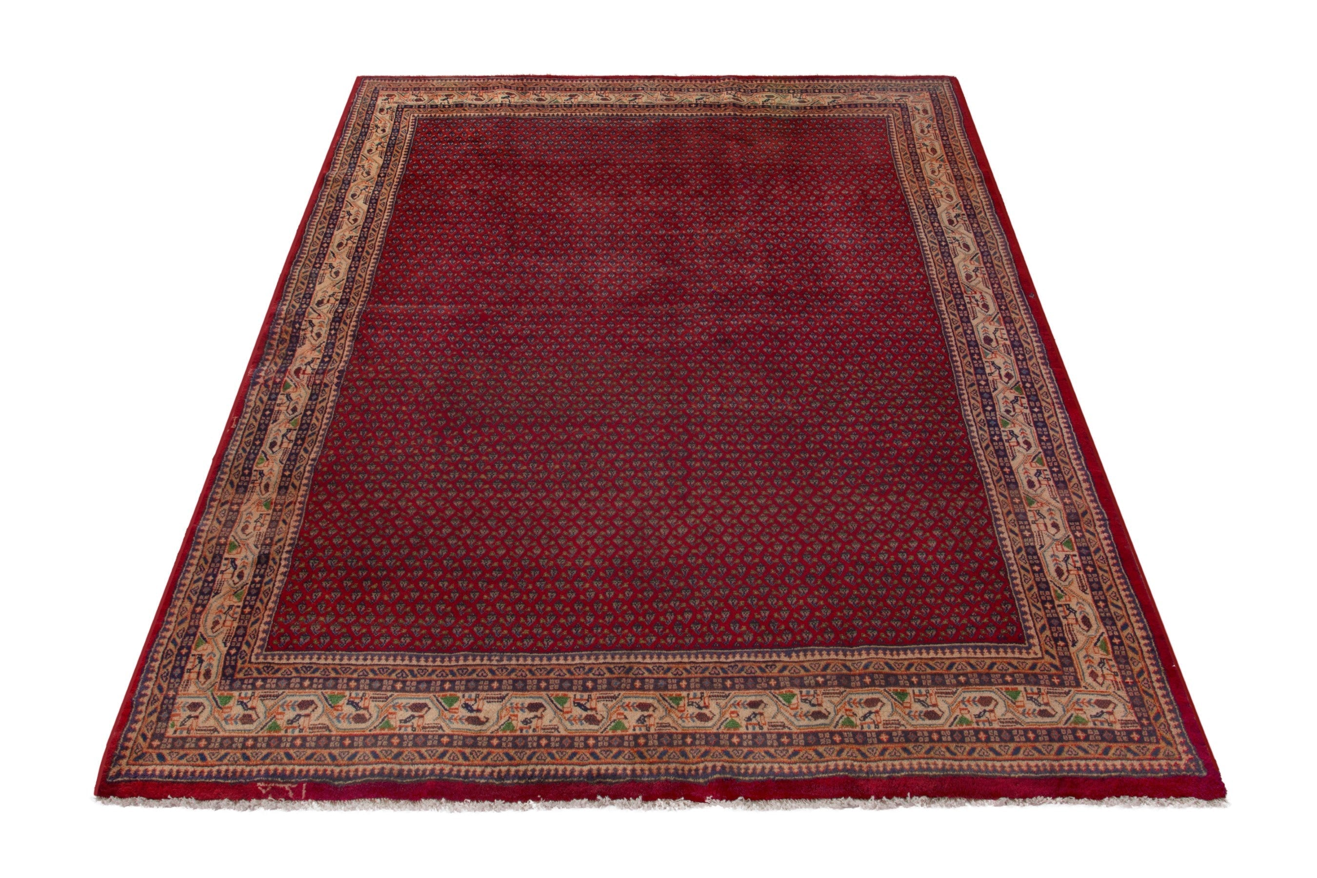 Persian Arak oversized rug in burgundy and cream, view 3 of 17
