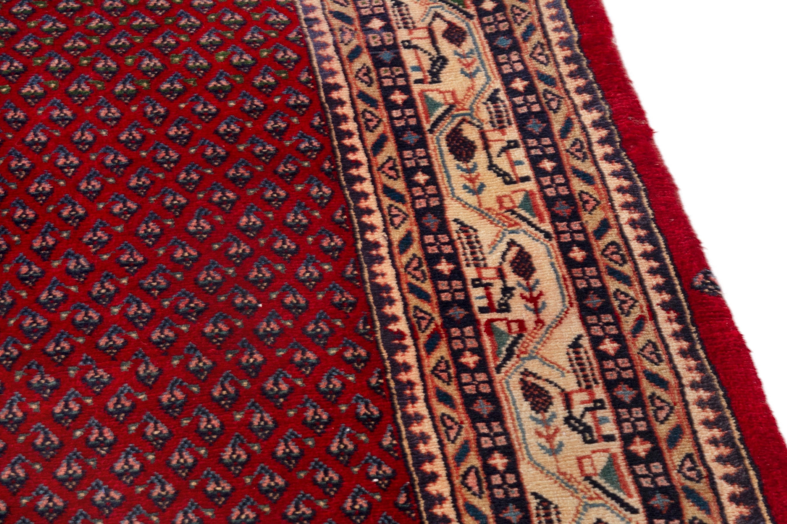 Persian Arak oversized rug in burgundy and cream, view 8 of 17