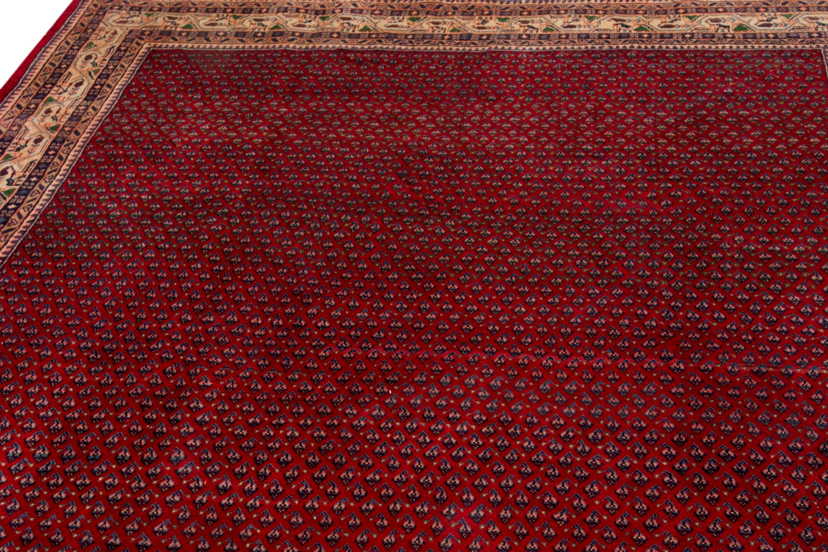 Persian Arak oversized rug in burgundy and cream, view 12 of 17