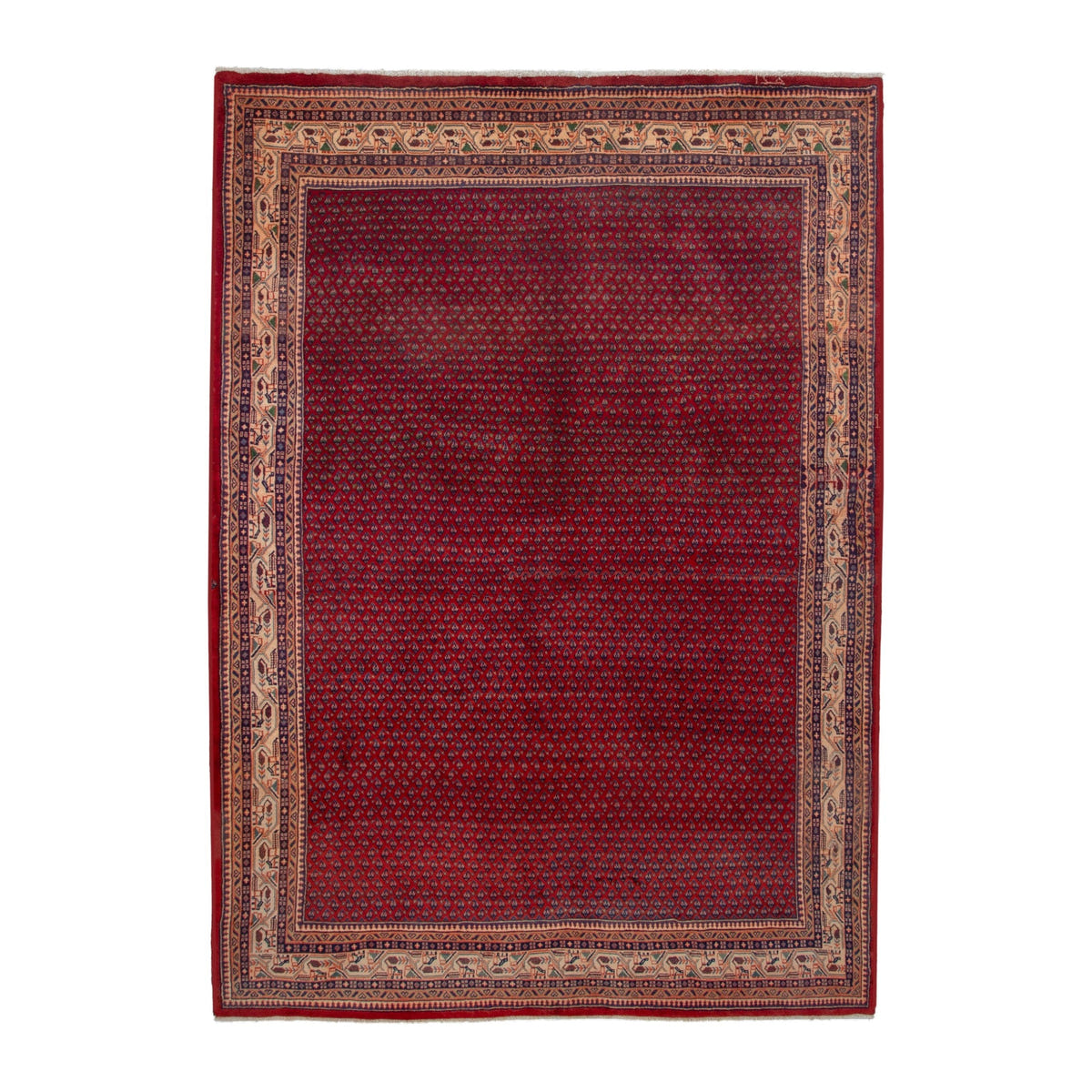 Persian Arak oversized rug in burgundy and cream, 7'2" x 10'6"