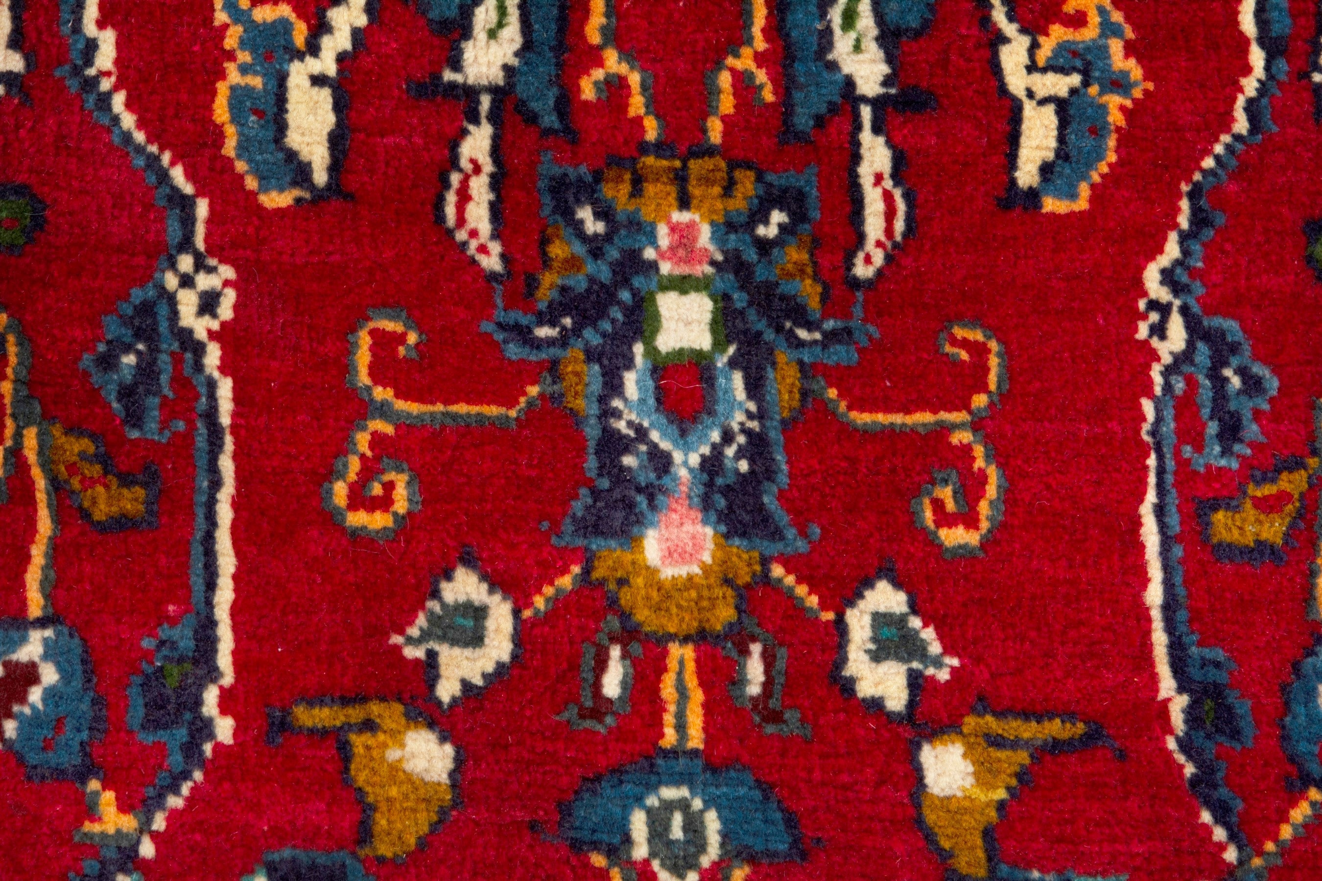 Persian Arak area rug in deep red and navy, view 13 of 18