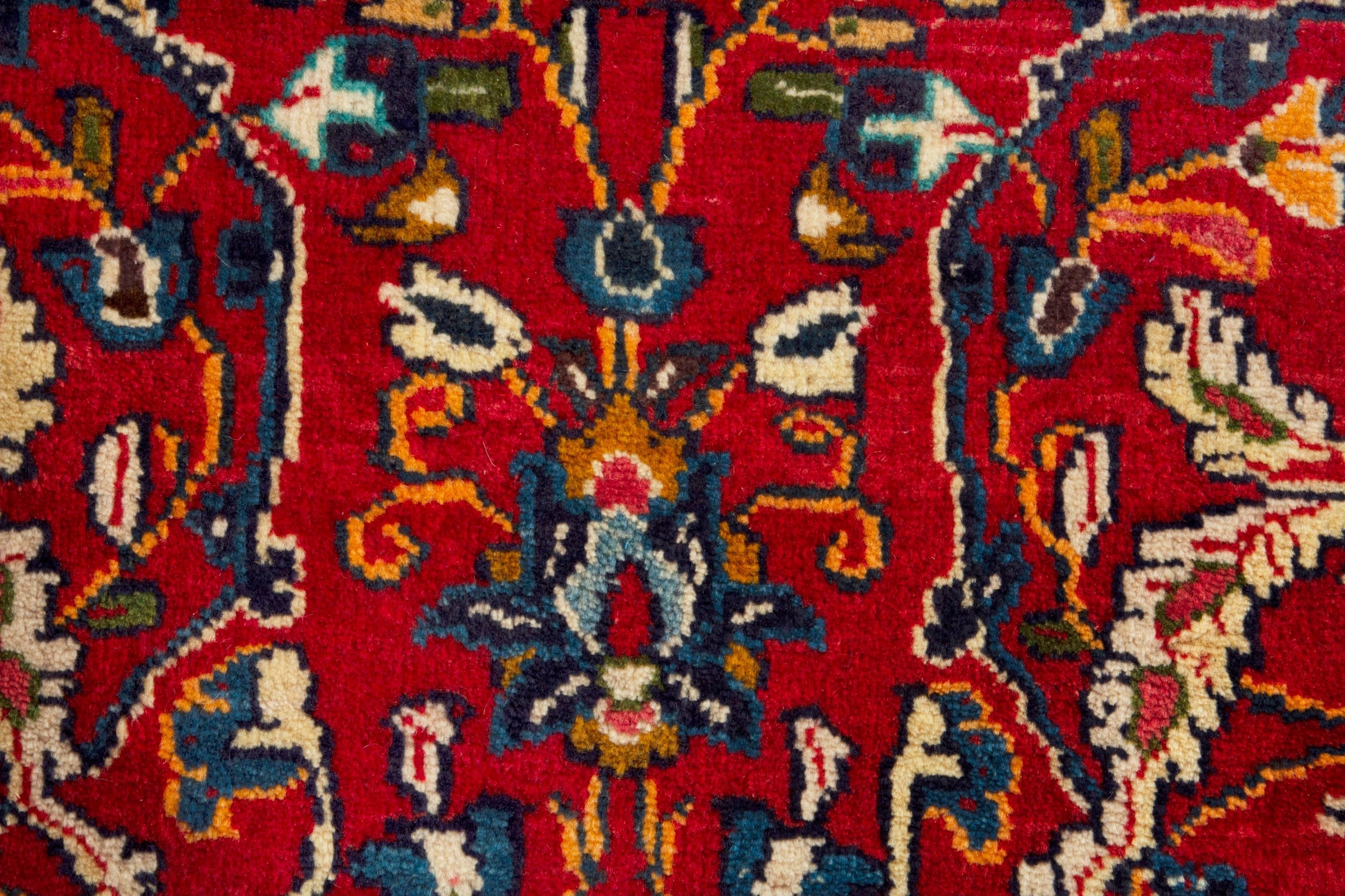 Persian Arak area rug in deep red and navy, view 14 of 18