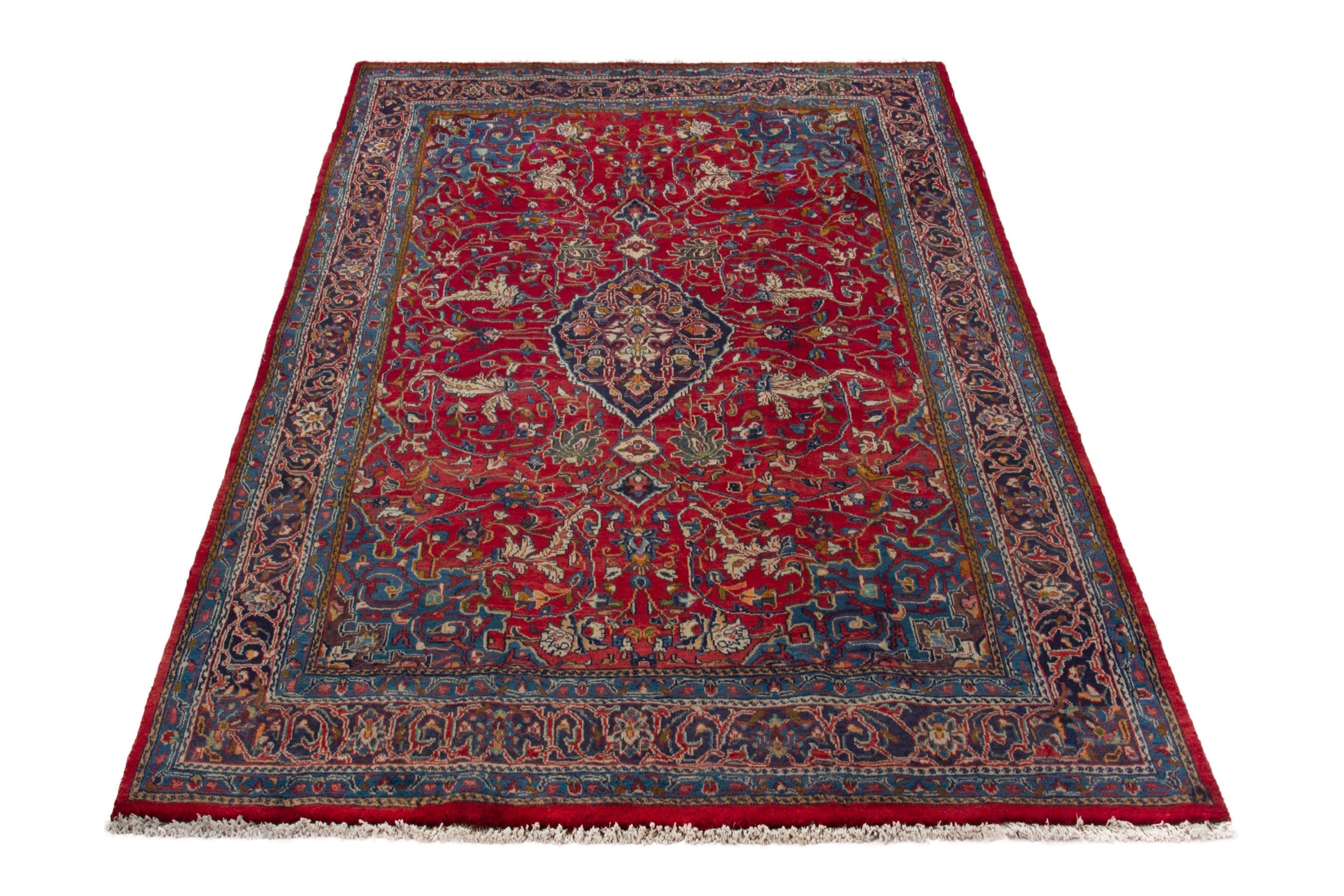 Persian Arak area rug in deep red and navy, view 2 of 18