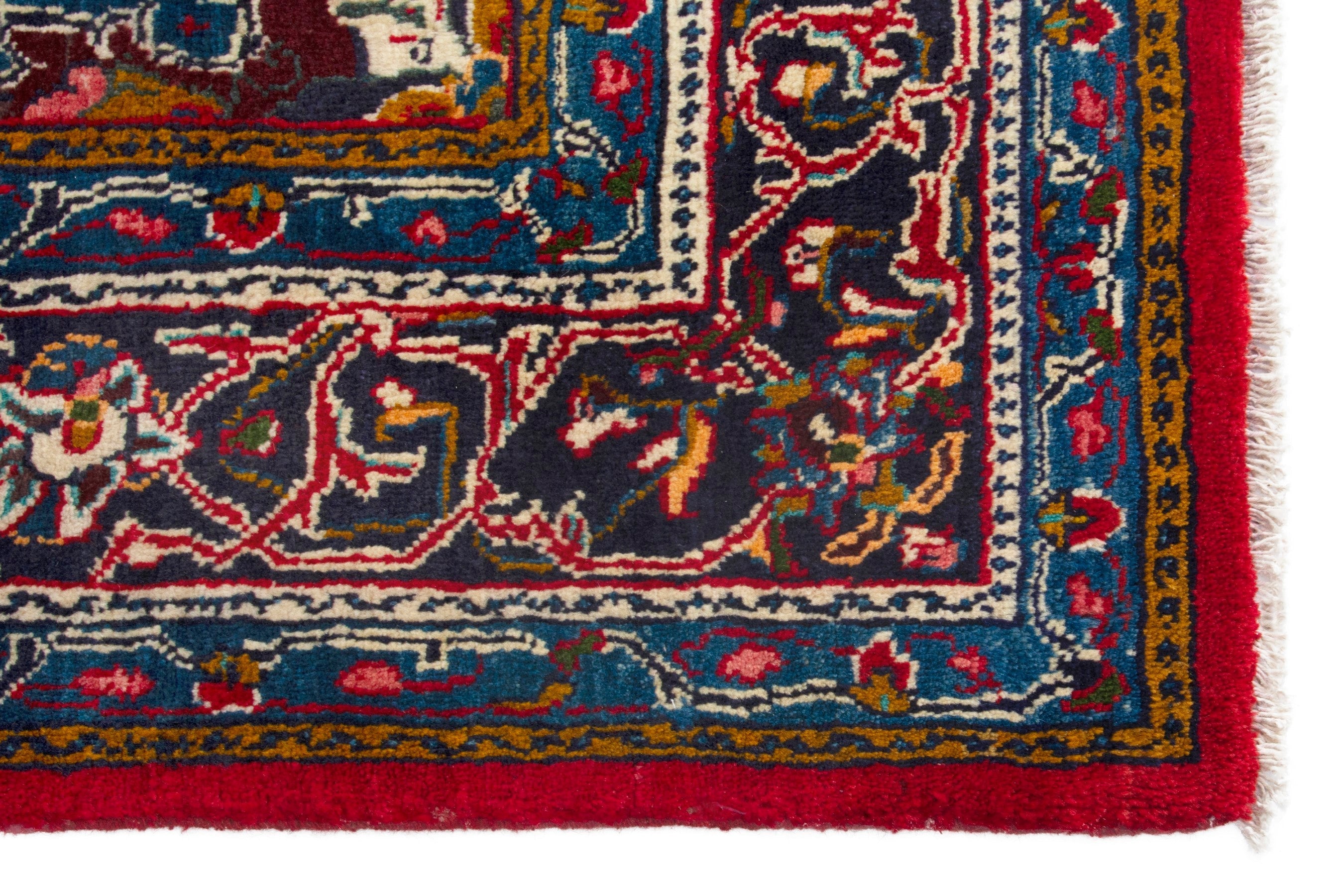Persian Arak area rug in deep red and navy, view 10 of 18