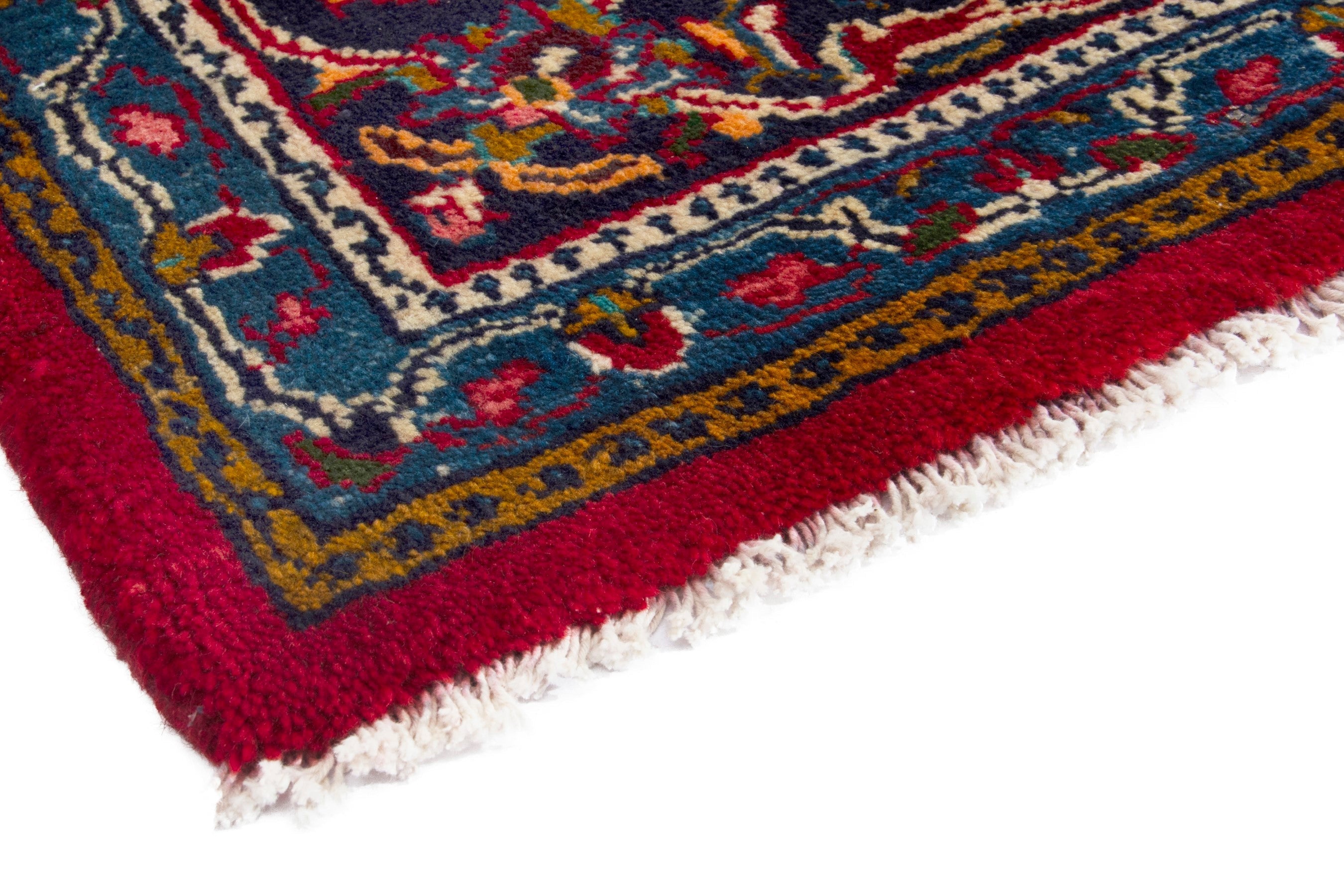 Persian Arak area rug in deep red and navy, view 4 of 18