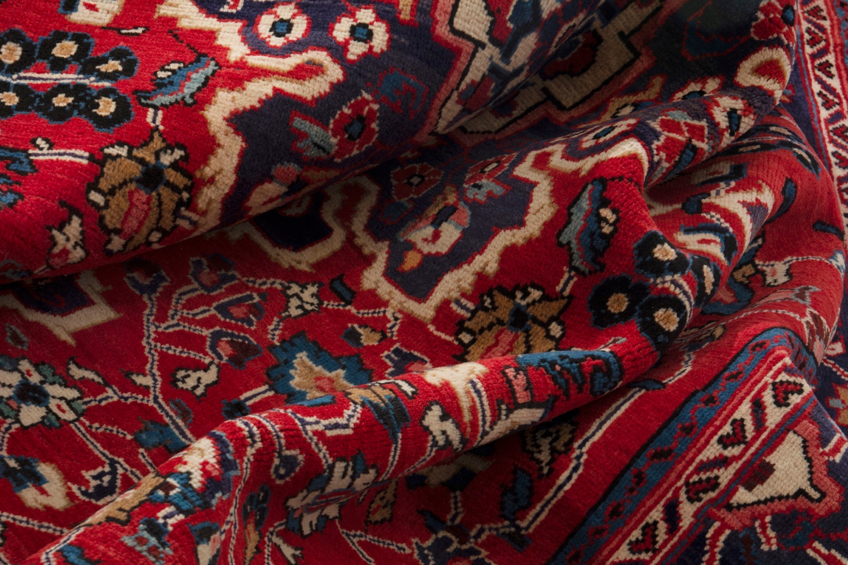 Persian Arak oversized rug in deep red and burgundy, view 17 of 20