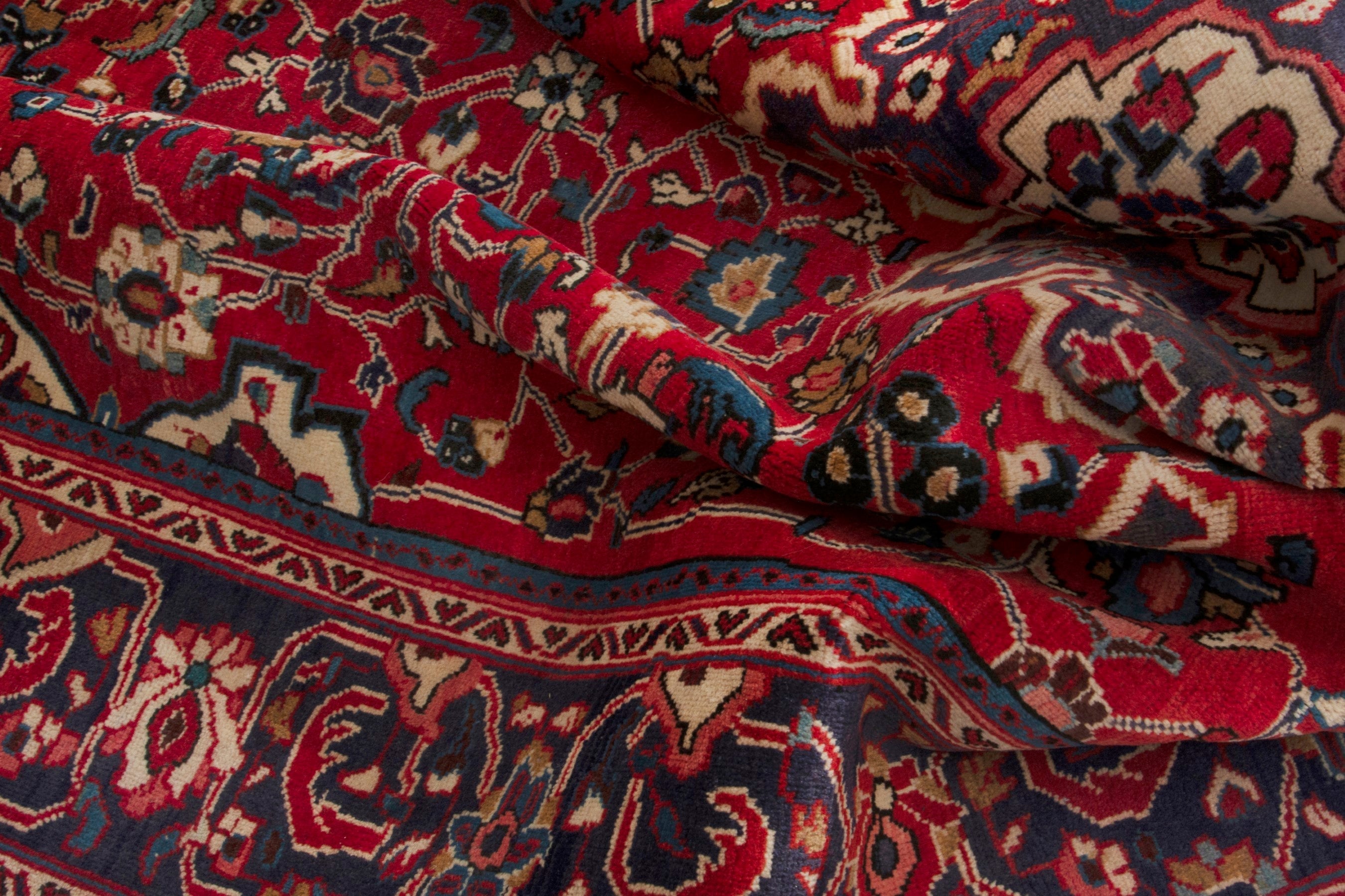 Persian Arak oversized rug in deep red and burgundy, view 18 of 20