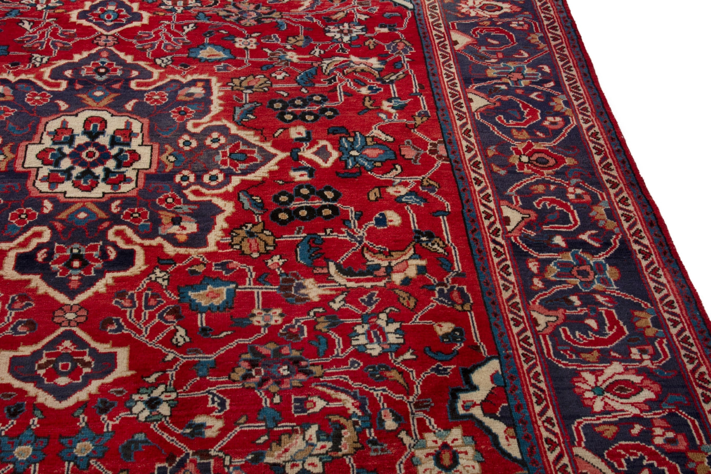Persian Arak oversized rug in deep red and burgundy, view 9 of 20