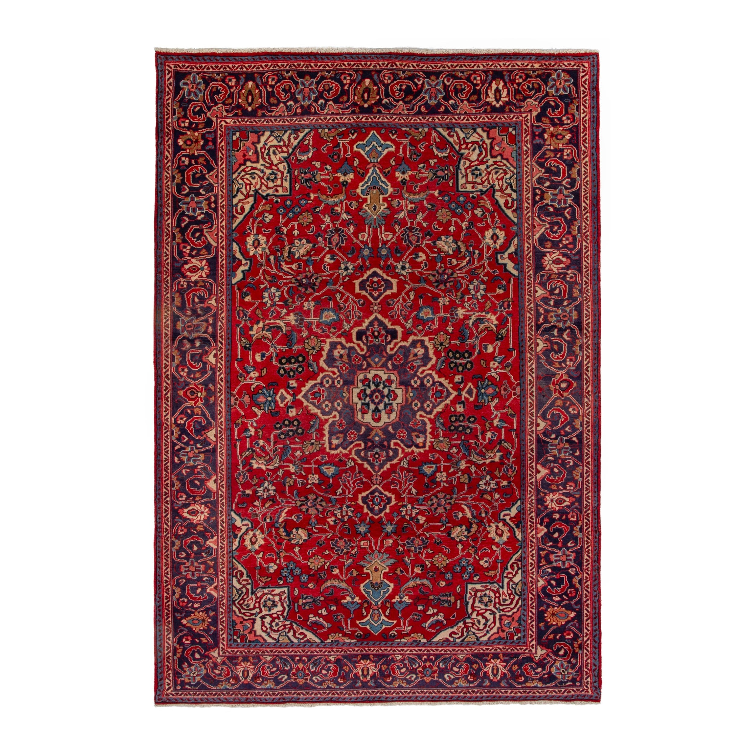 Persian Arak oversized rug in deep red and burgundy, 7'6" x 11'1"