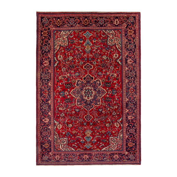 Persian Arak oversized rug in deep red and burgundy, 7'6" x 11'1"