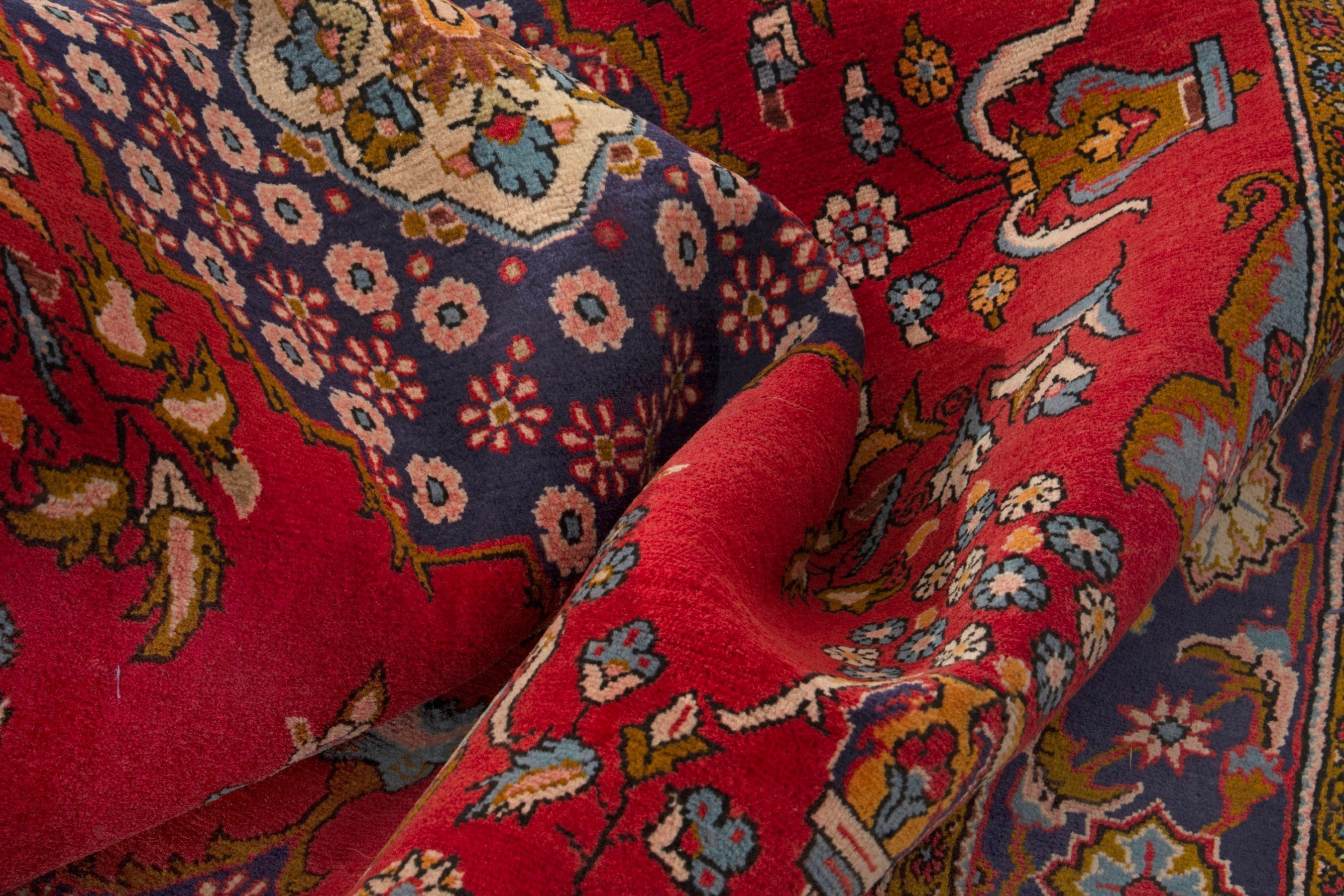 Persian Vist oversized rug in deep red and dark blue, view 15 of 18