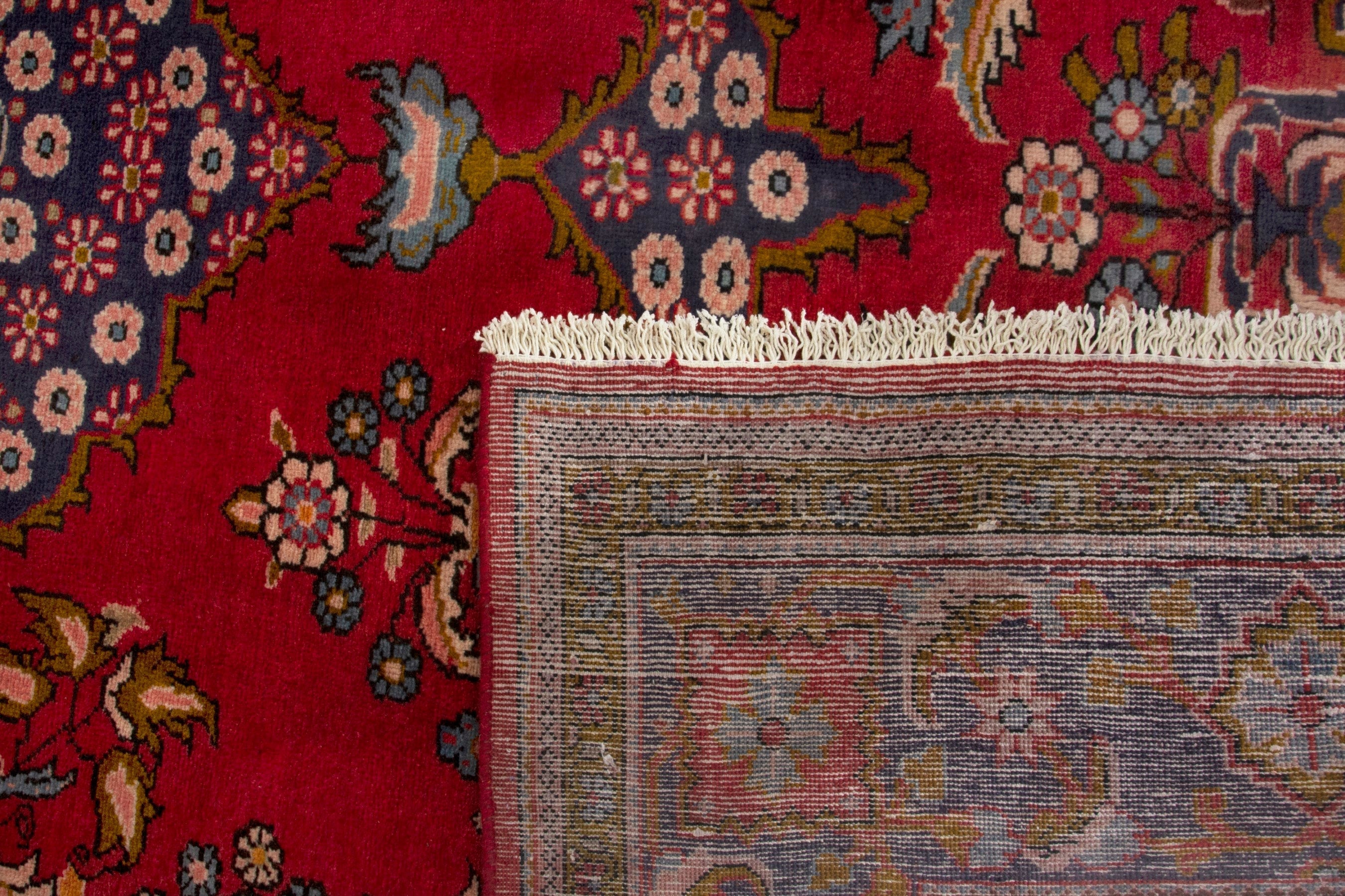 Persian Vist oversized rug in deep red and dark blue, view 18 of 18